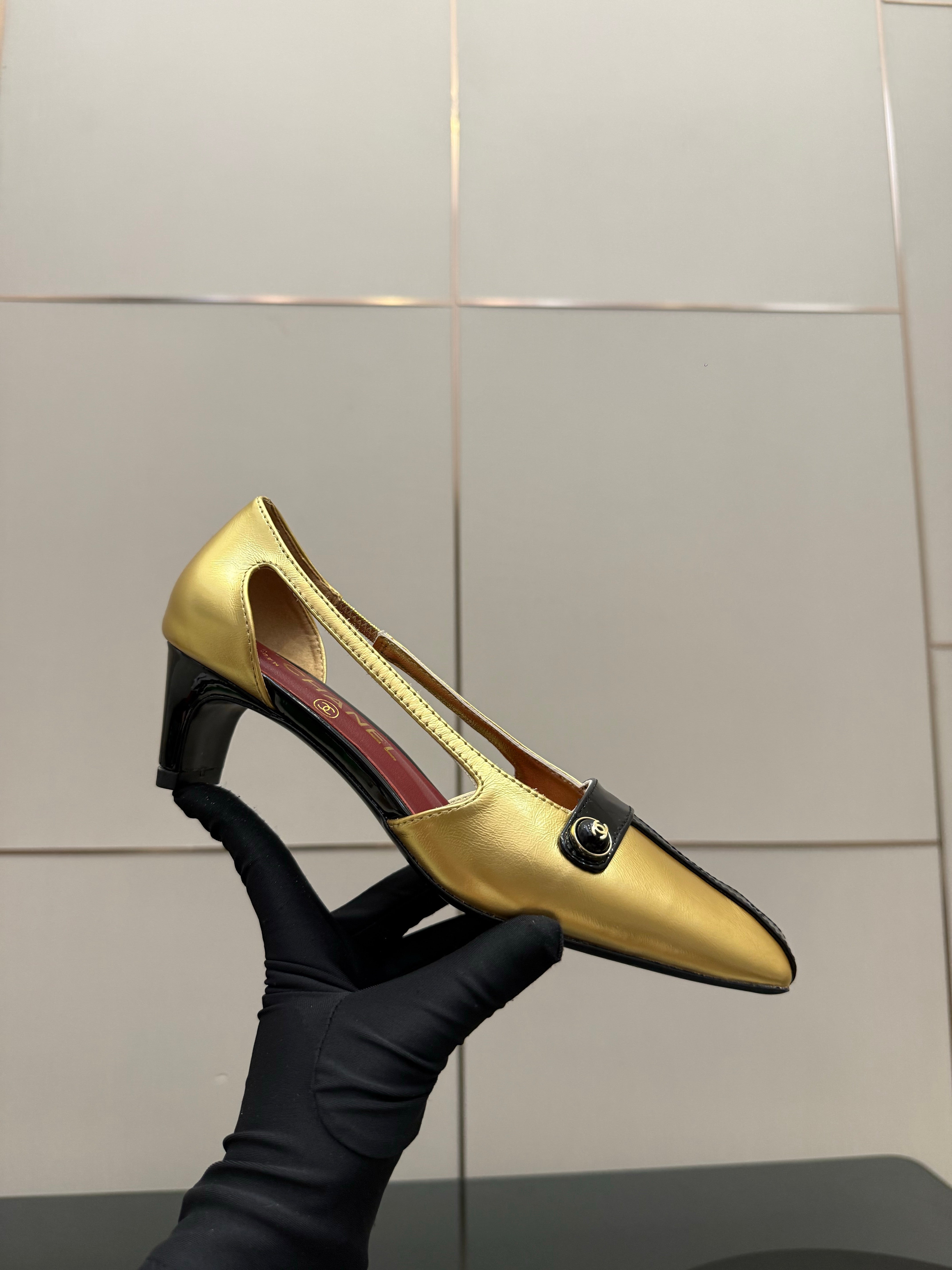 CC 26P Slingback 5cm Gold Black Patent Leather 791612