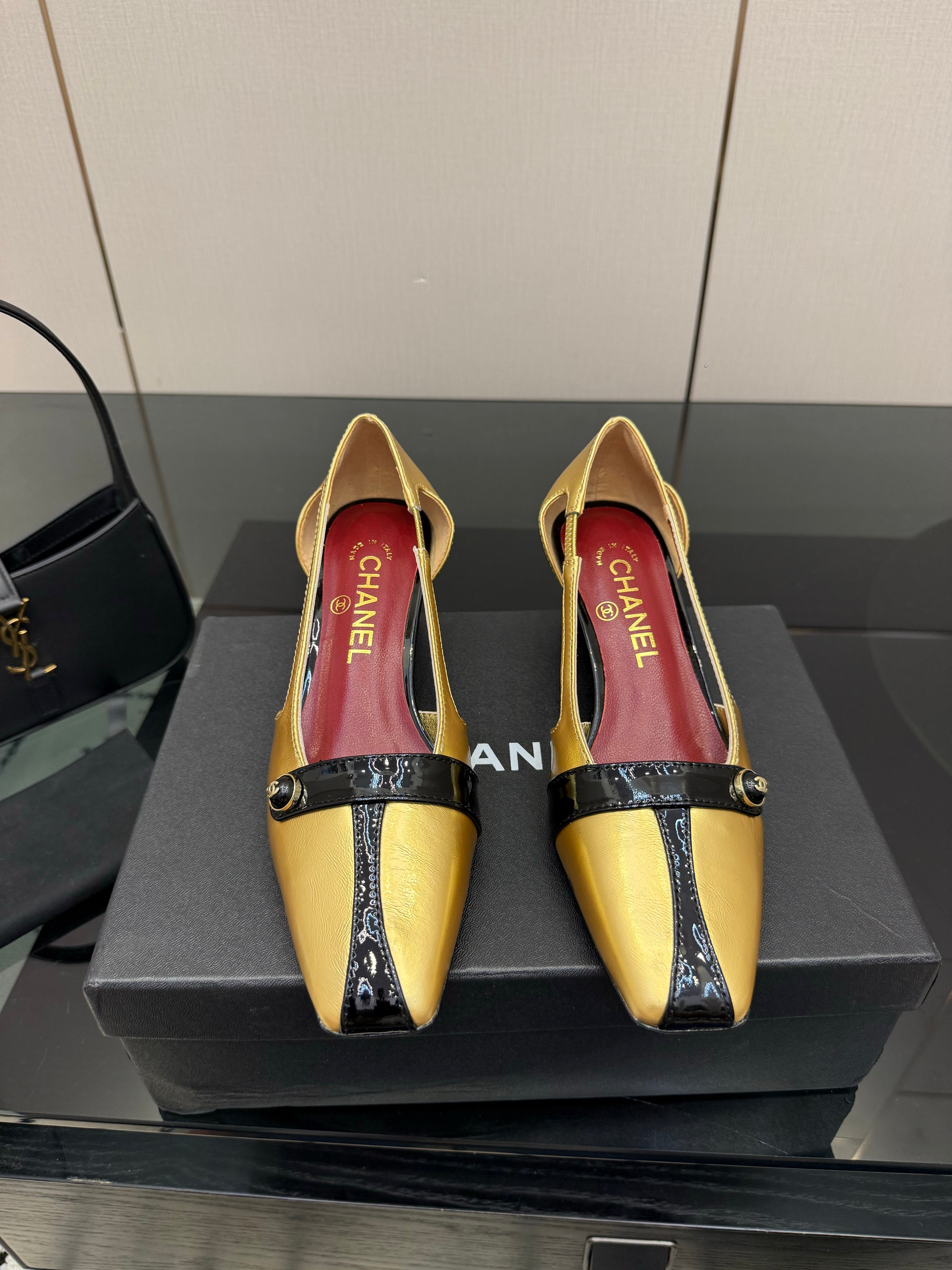 CC 26P Slingback 5cm Gold Black Patent Leather 791612