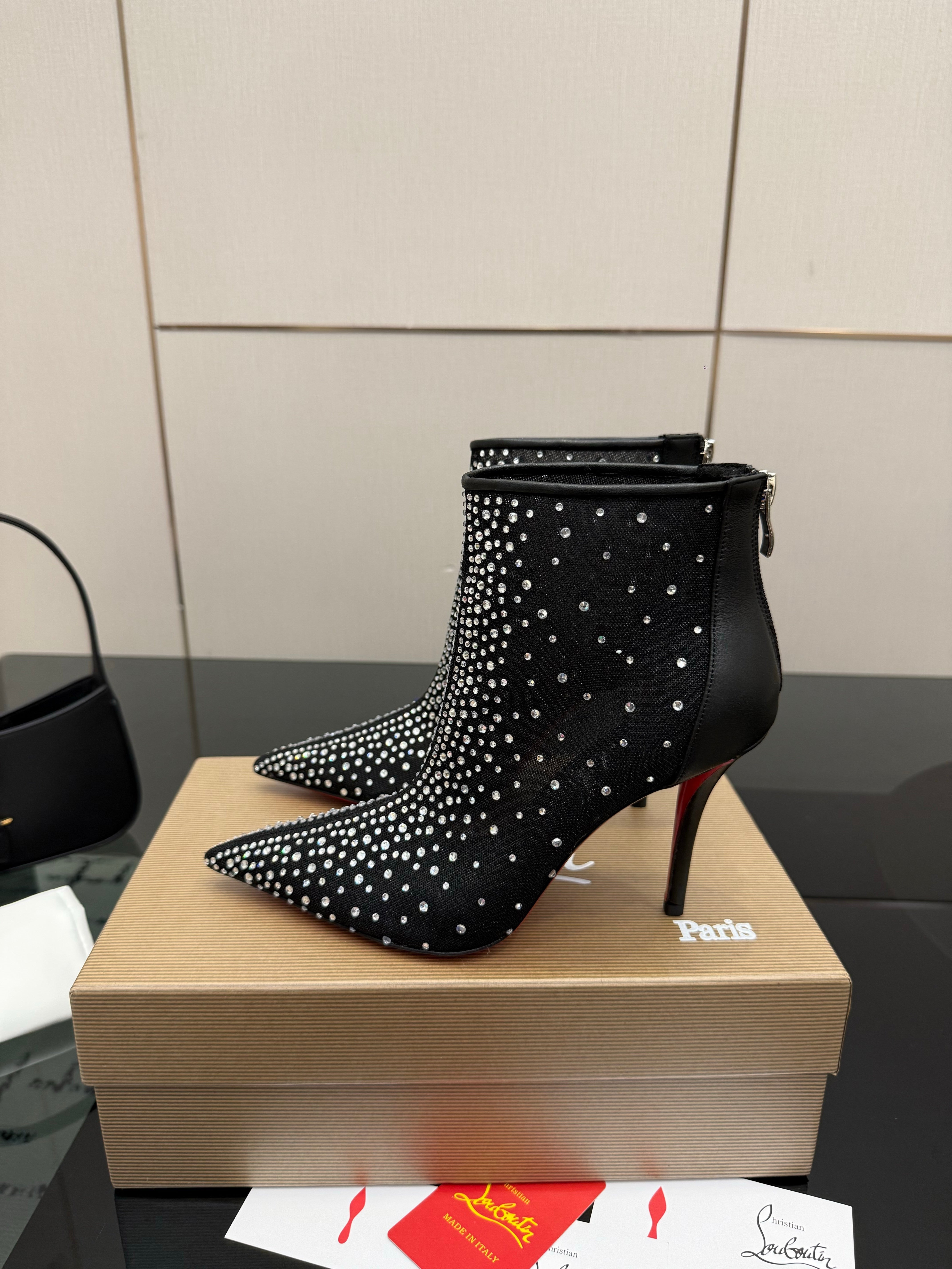 CL 26s Thea Ankle Boots 10cm Black Mesh 828170