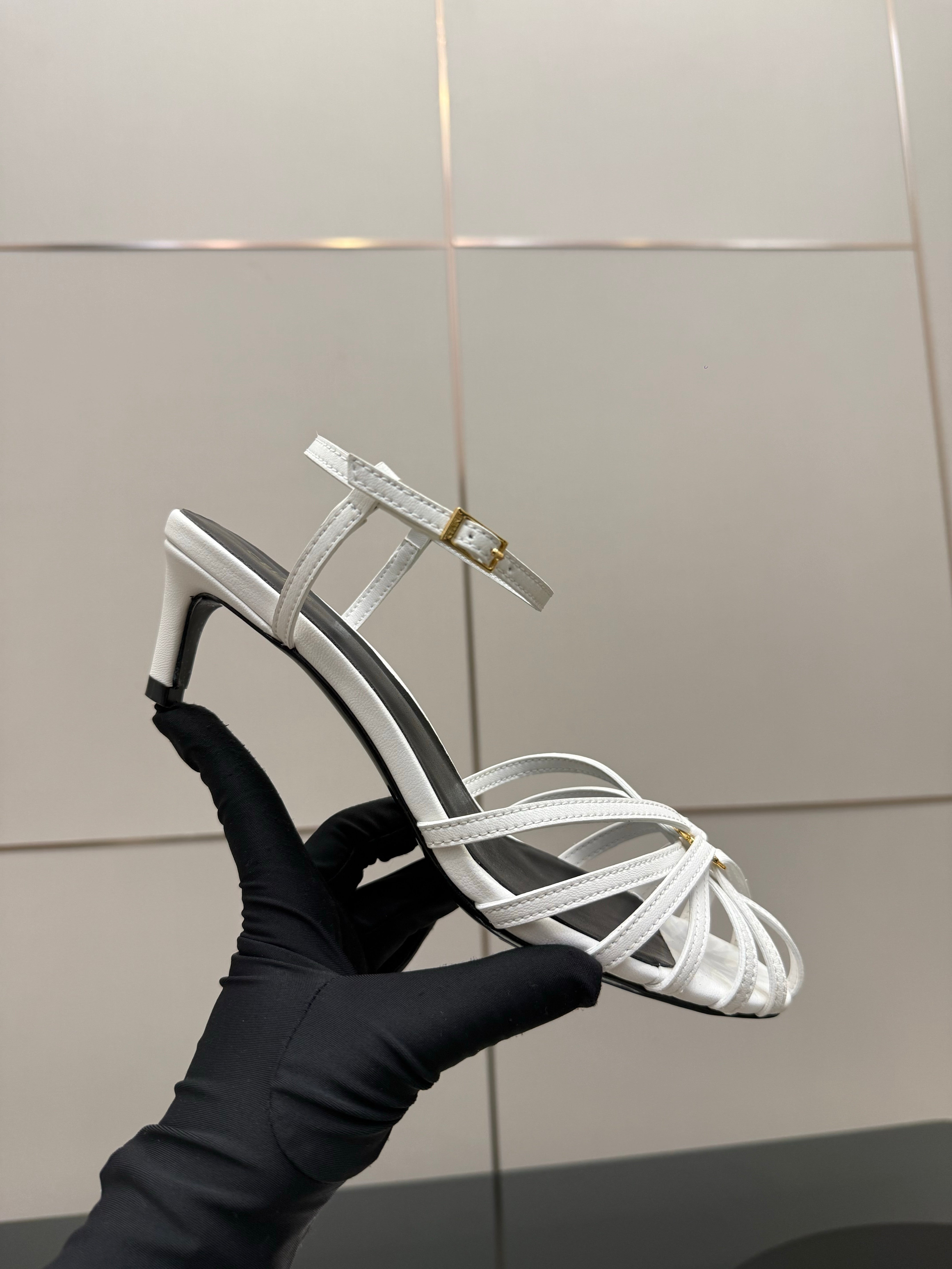 Celine 26s Sandal Triomphe 5cm White Lambskin 894267