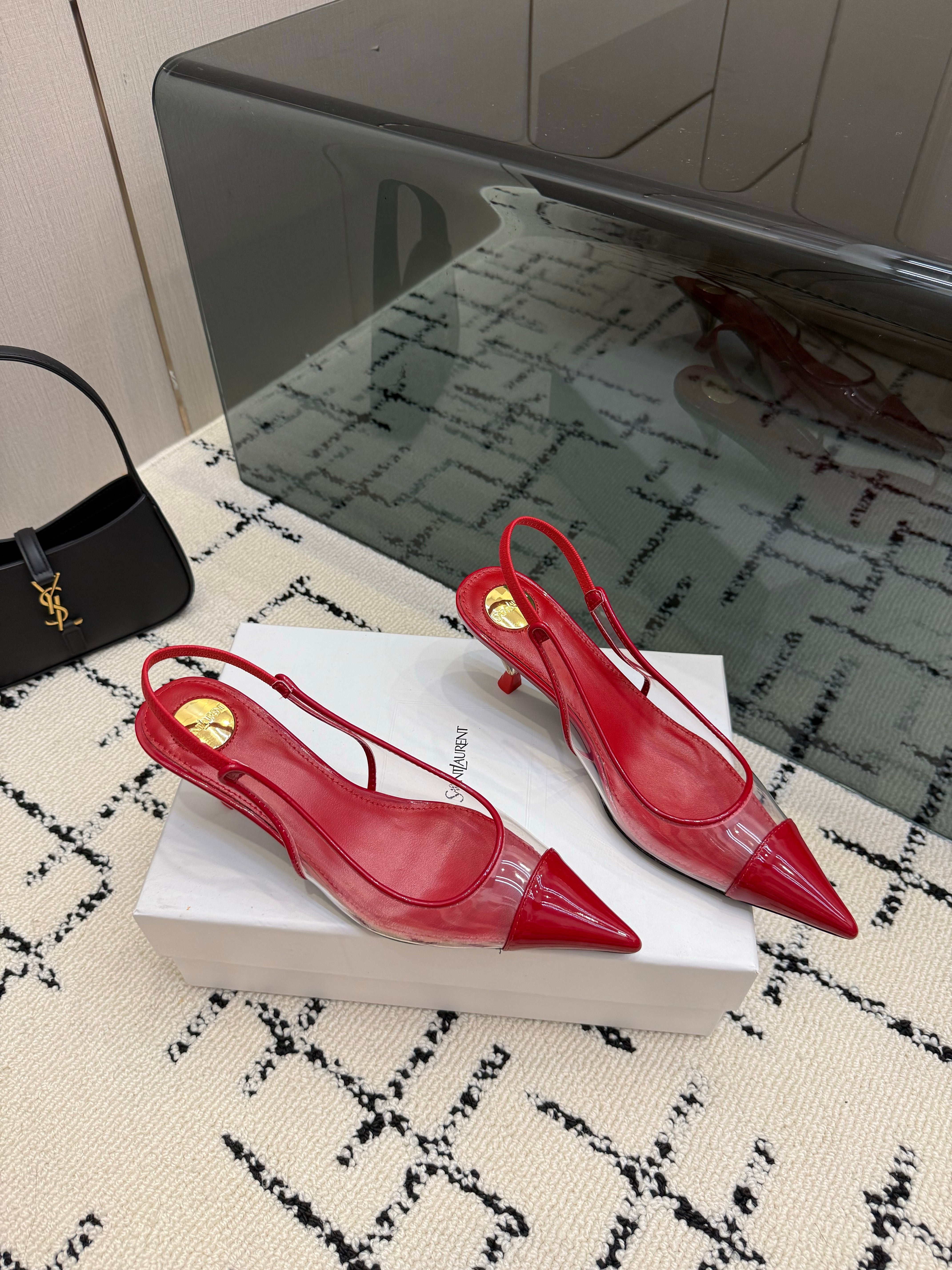 YSL Slingbacks Red Patent Leather 894387