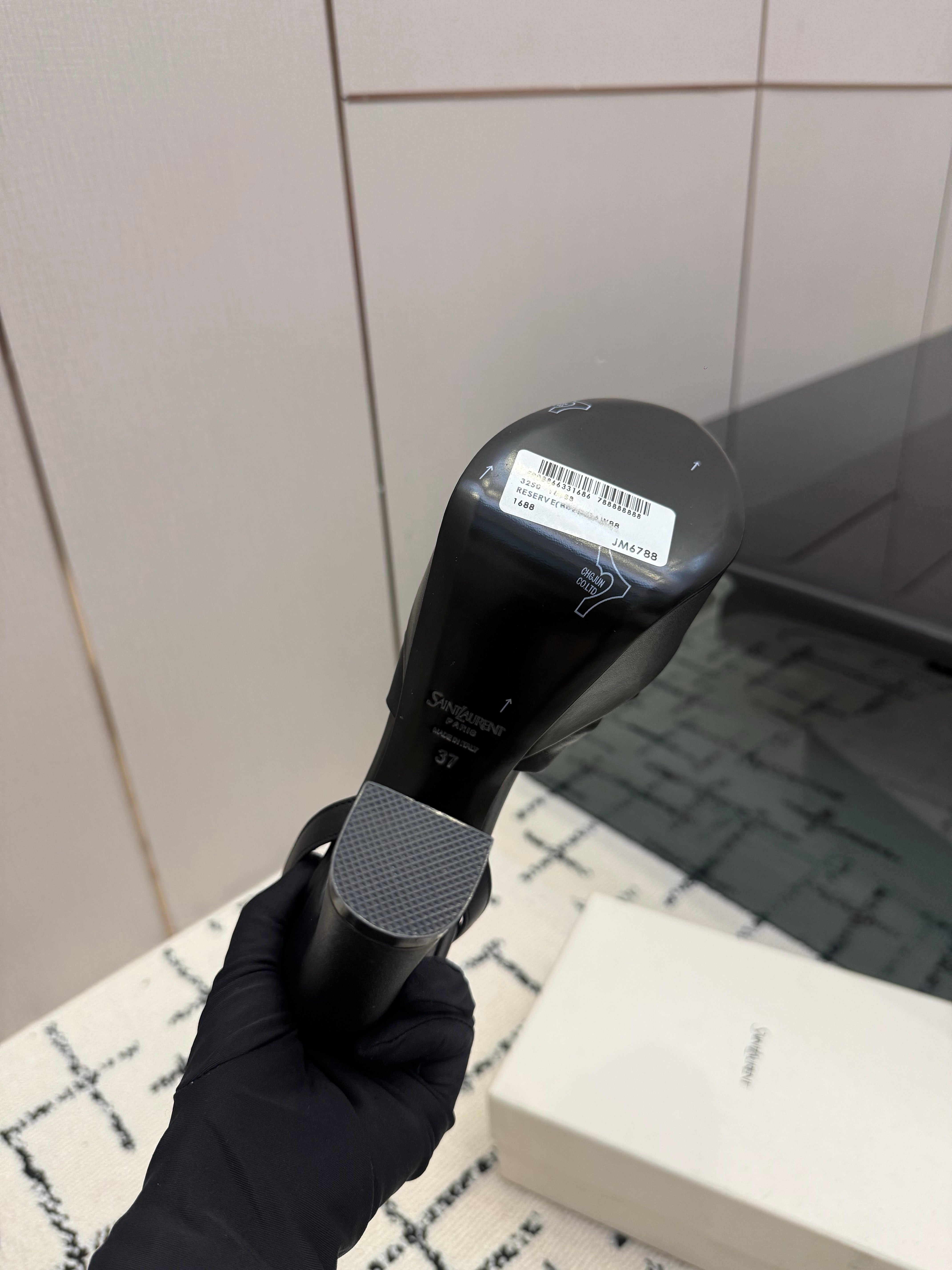 YSL Franciane Platform Sandals Black Leather 894448