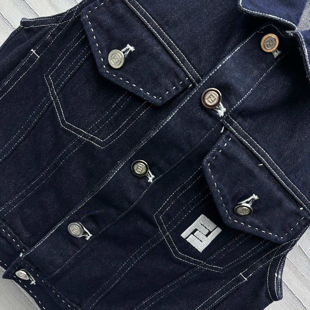 Fendi 25C Embroidered Denim Vest 228894