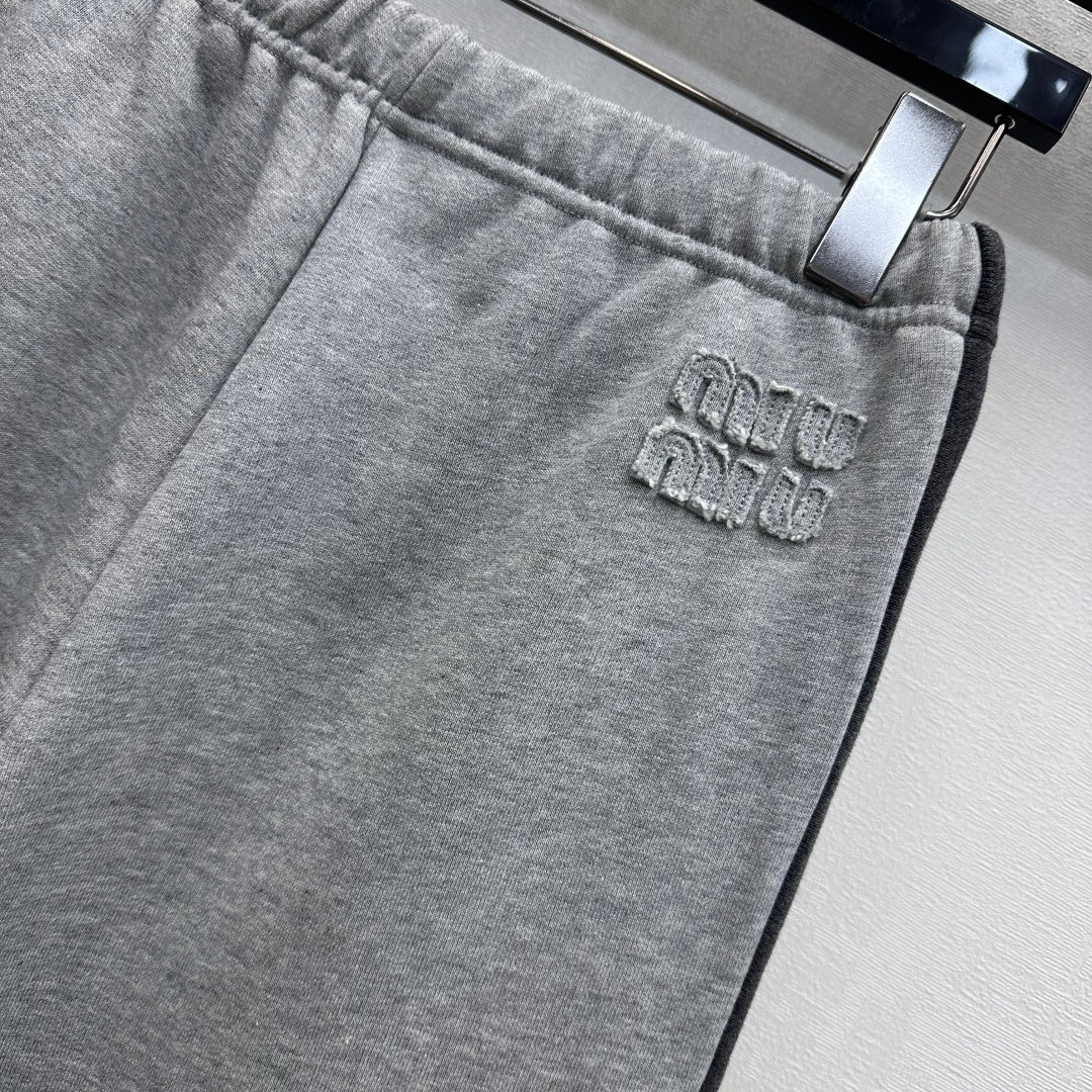 Miu Miu Fleece Pants Grey Cotton 341879