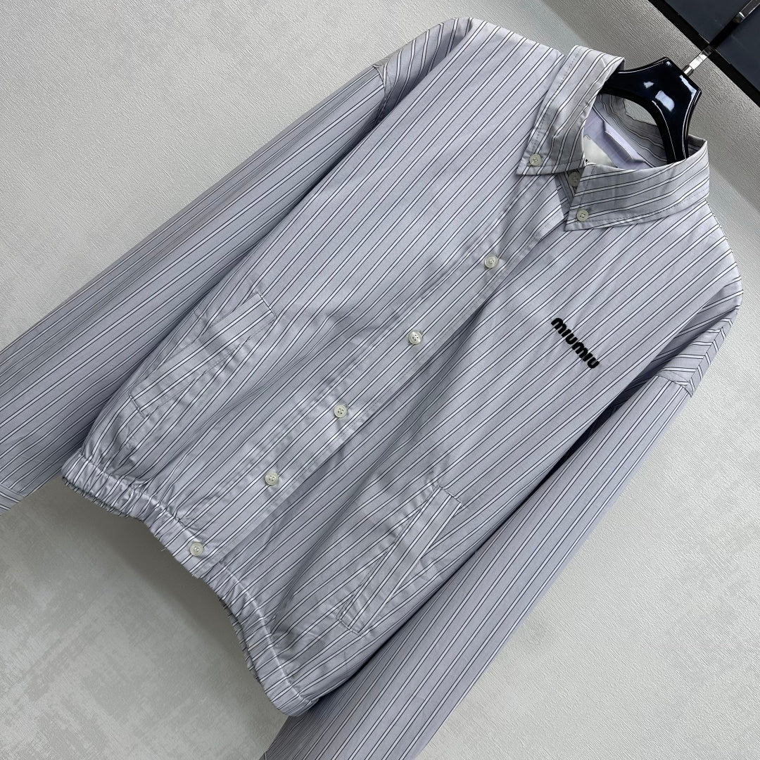 Miu Miu Jacket  Striped  Grey Cotton 341902
