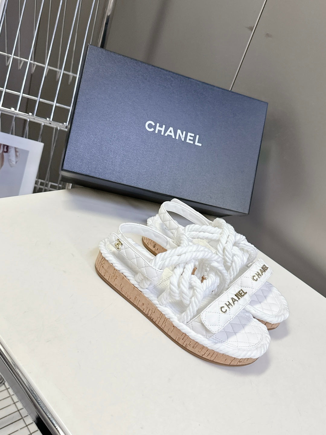CC 2026 Sandal White Rope Calfskin 675896