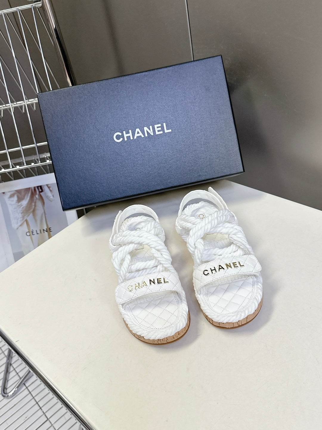 CC 2026 Sandal White Rope Calfskin 675896