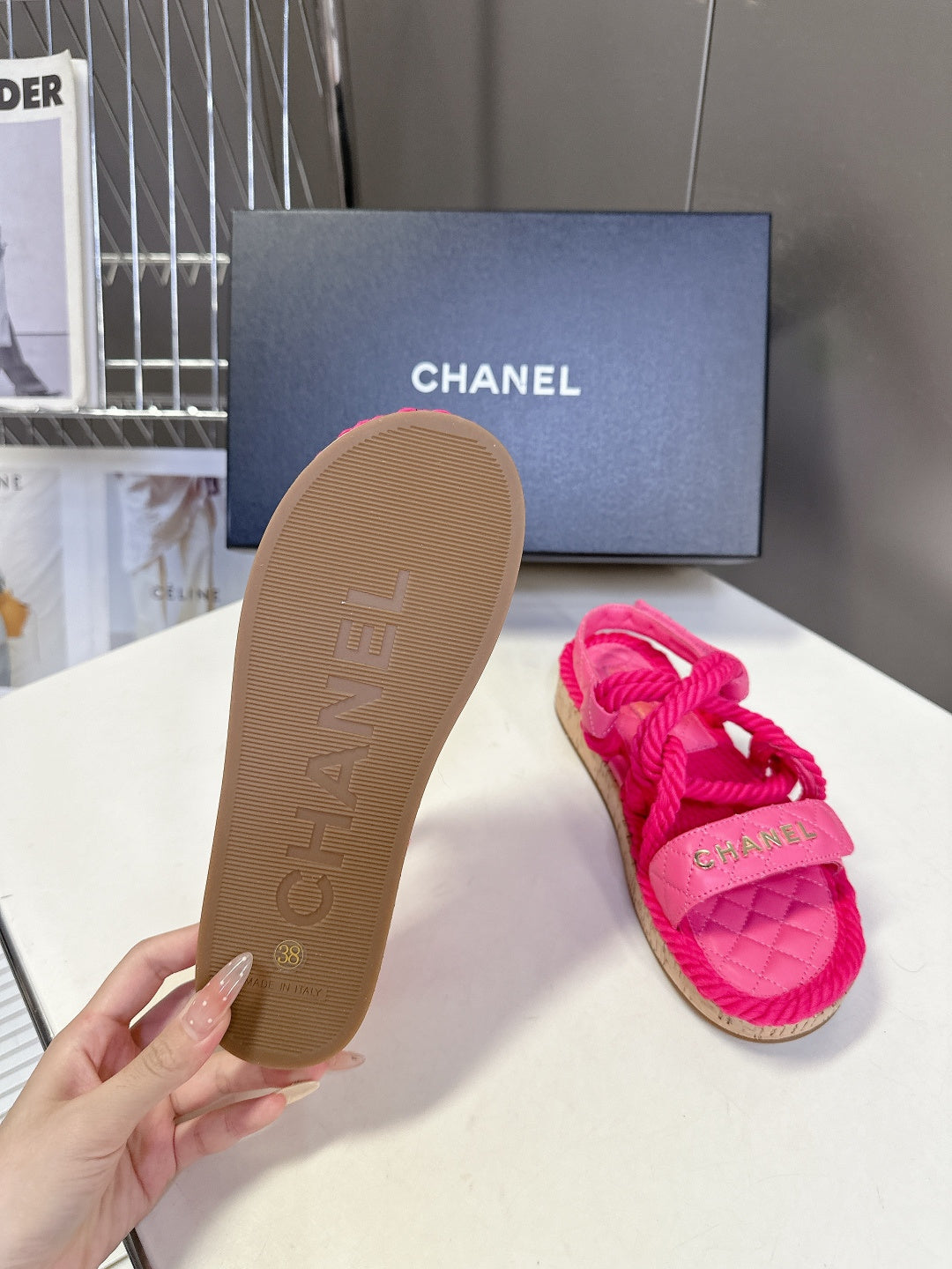 CC 2026 Sandal Pink Rope Calfskin 675897