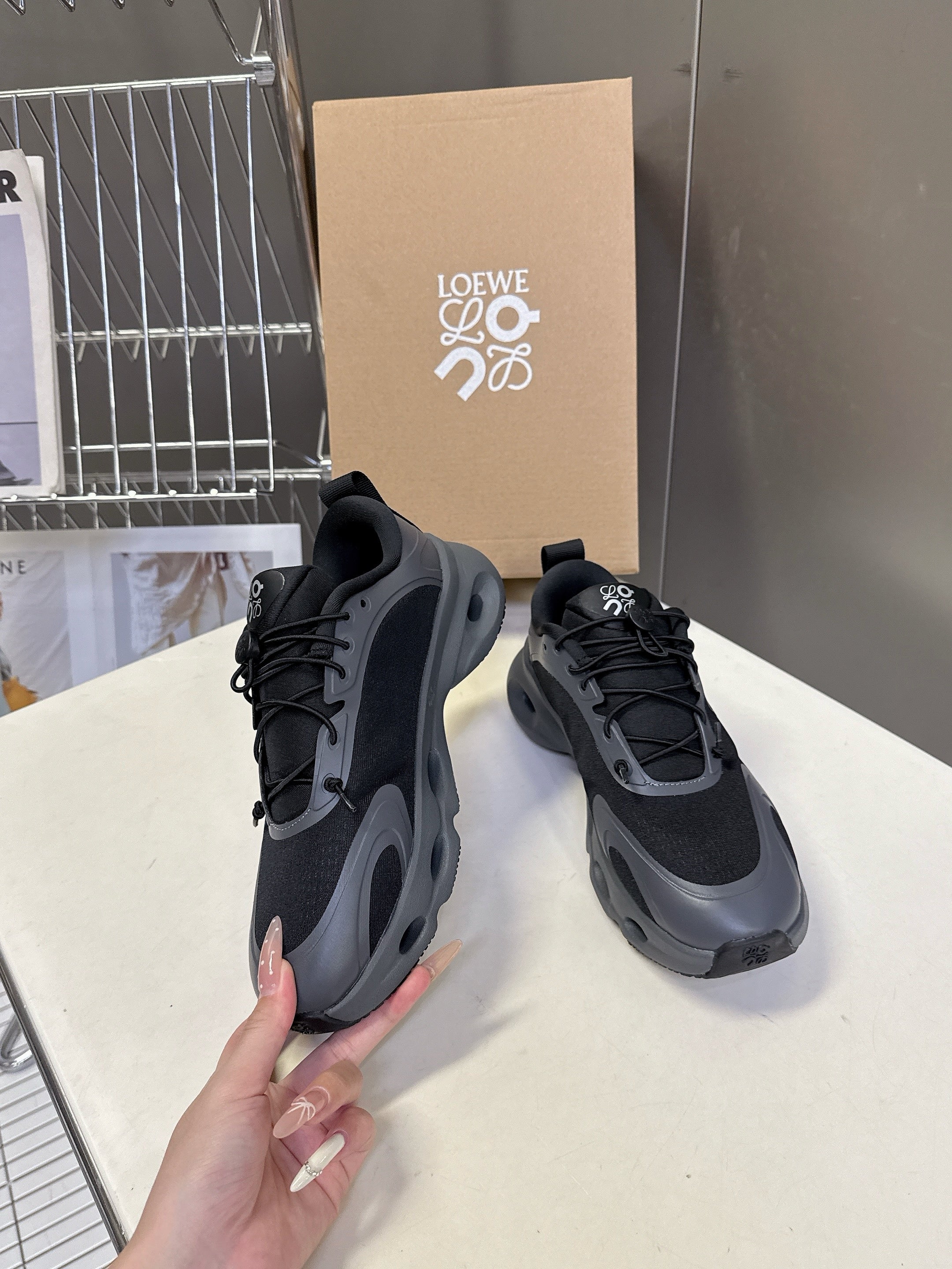 Loewe x On Cloudsolo Sneakers Black Polyester and Mesh 536839