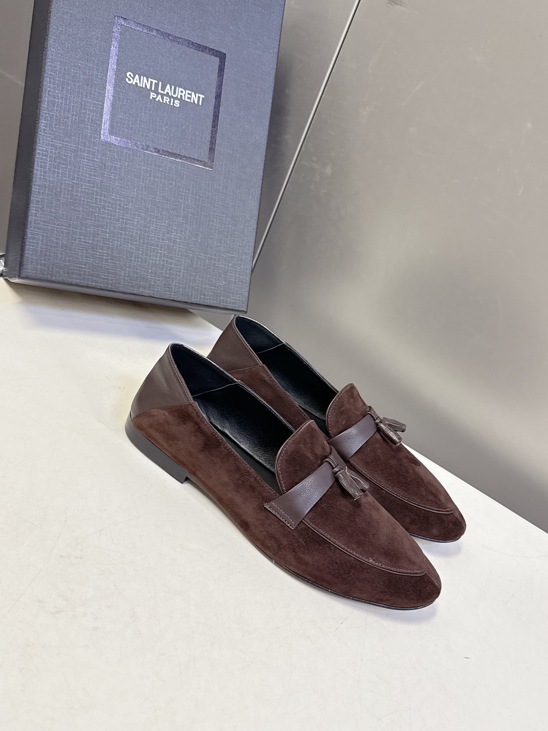 YSL 26s Loafer Dark Brown Leather 635582
