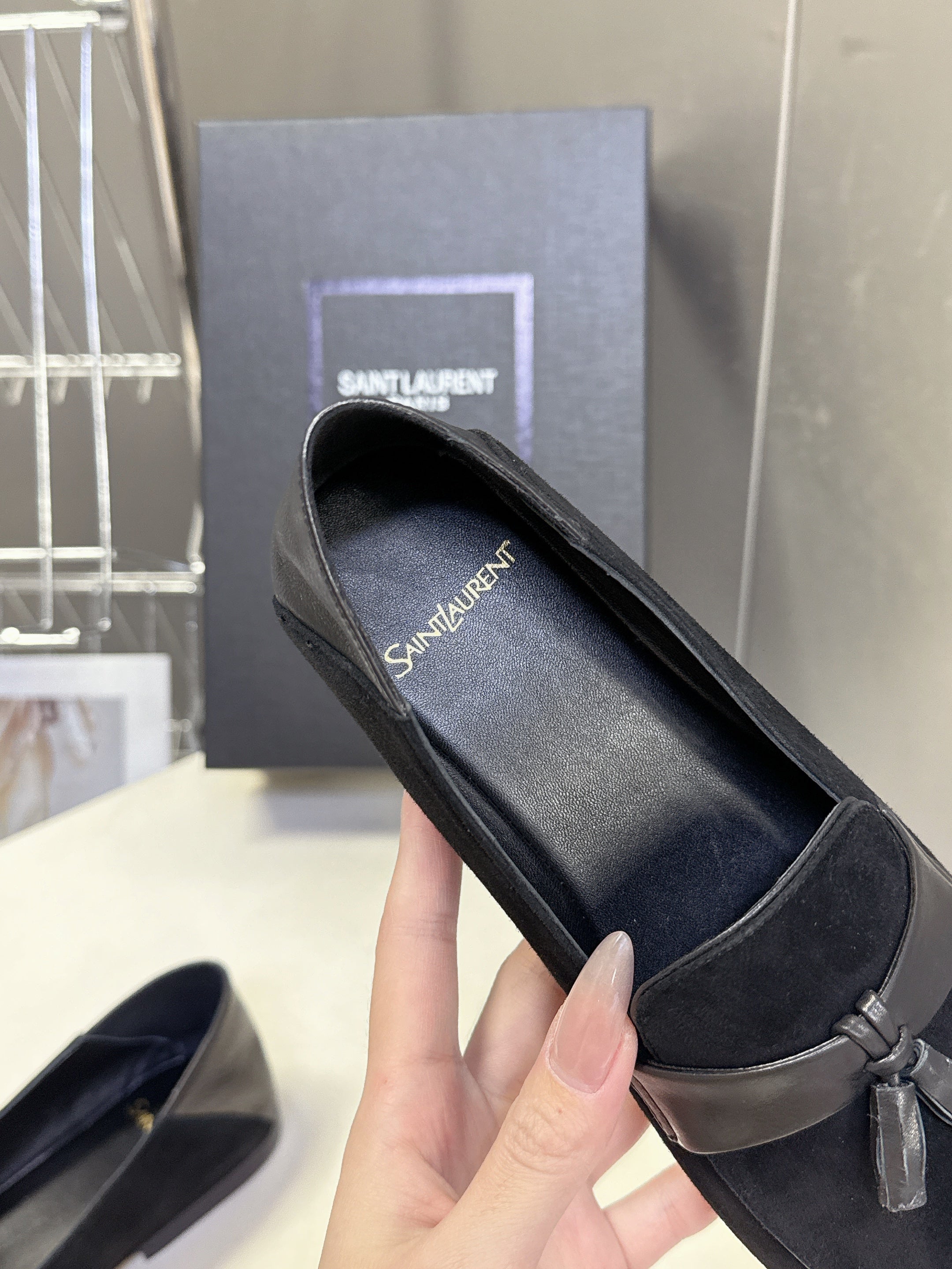 YSL 26s Loafer Black Suede Leather 635584