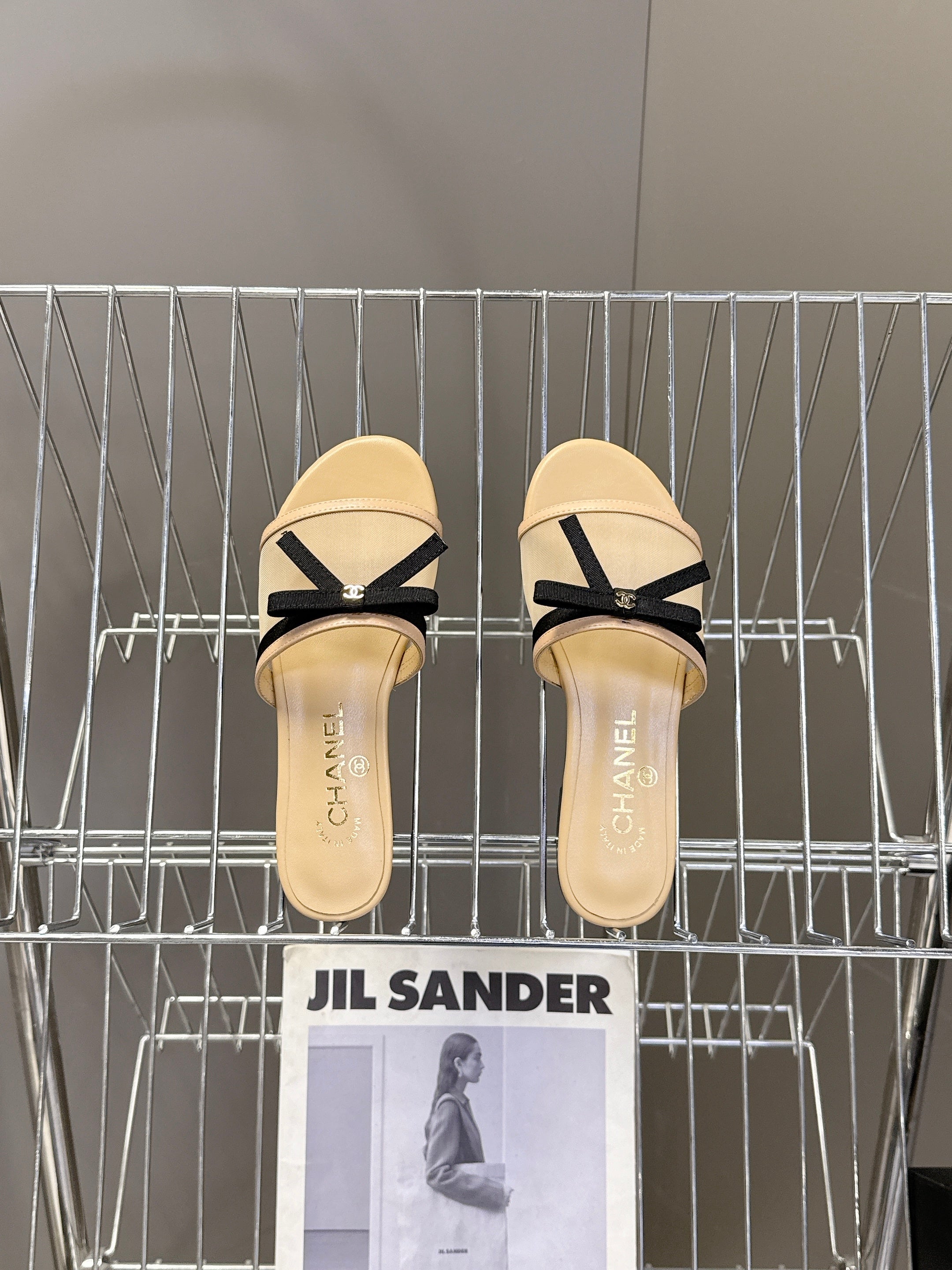 CC Spring Summer 2026 Mules Beige Mesh Lambskin 635502
