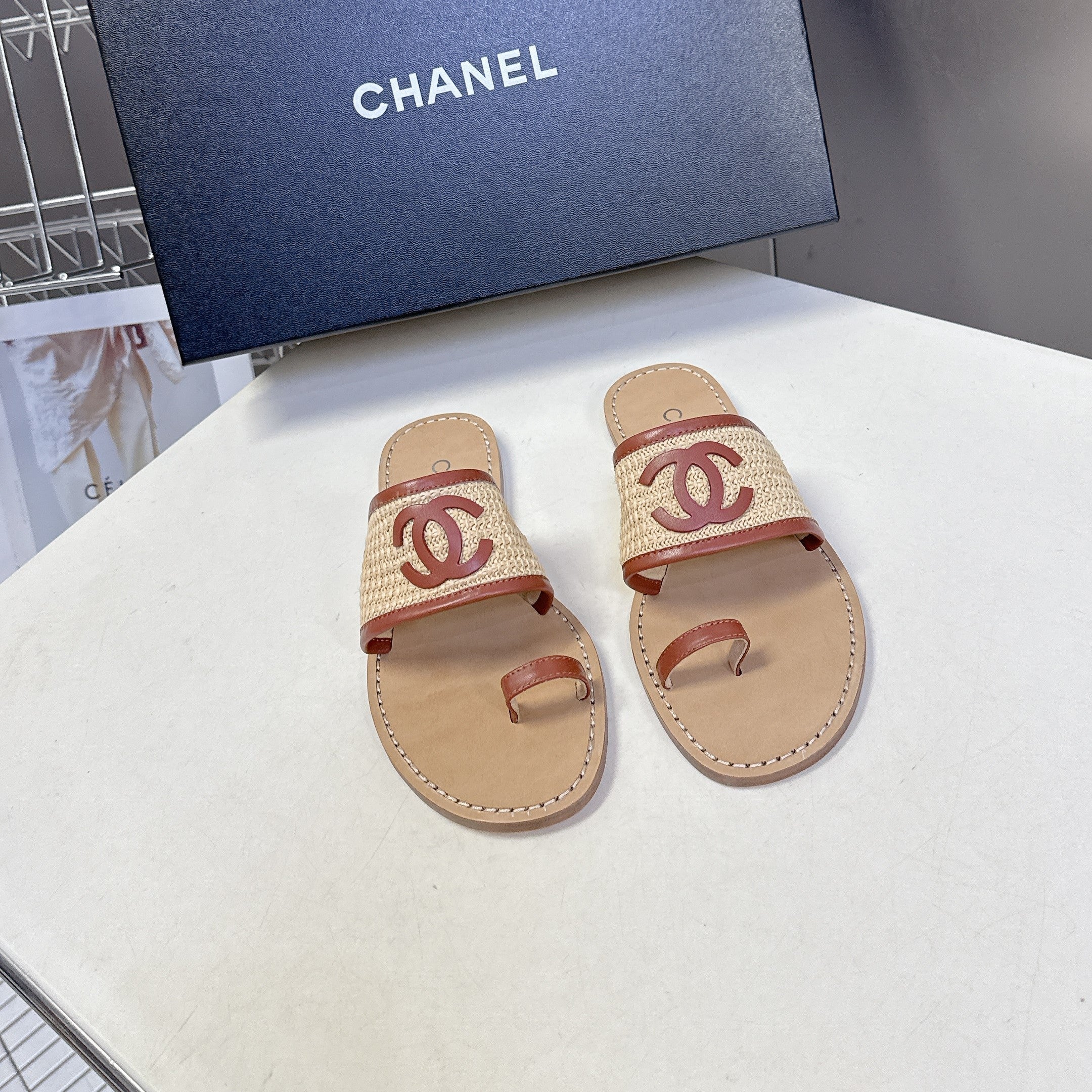 CC Spring Summer 2026 Mules Beige Brown Raffia Lambskin 635523