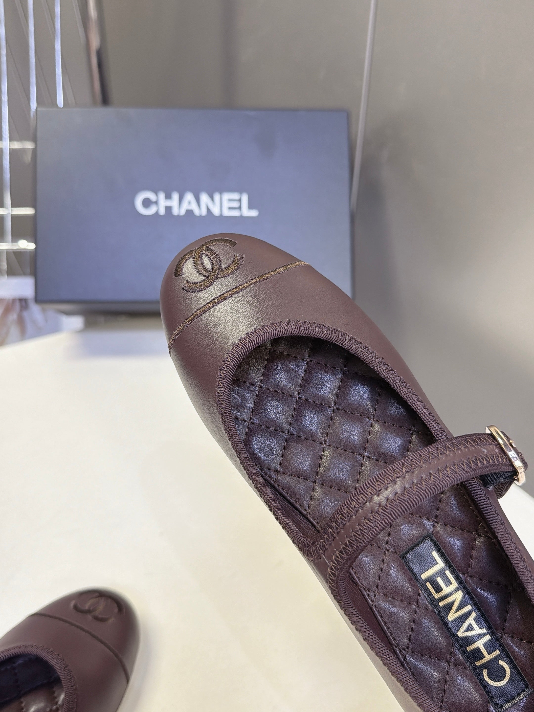 CC 26s Ballet Flats Brown Quilted Lamskin 947972