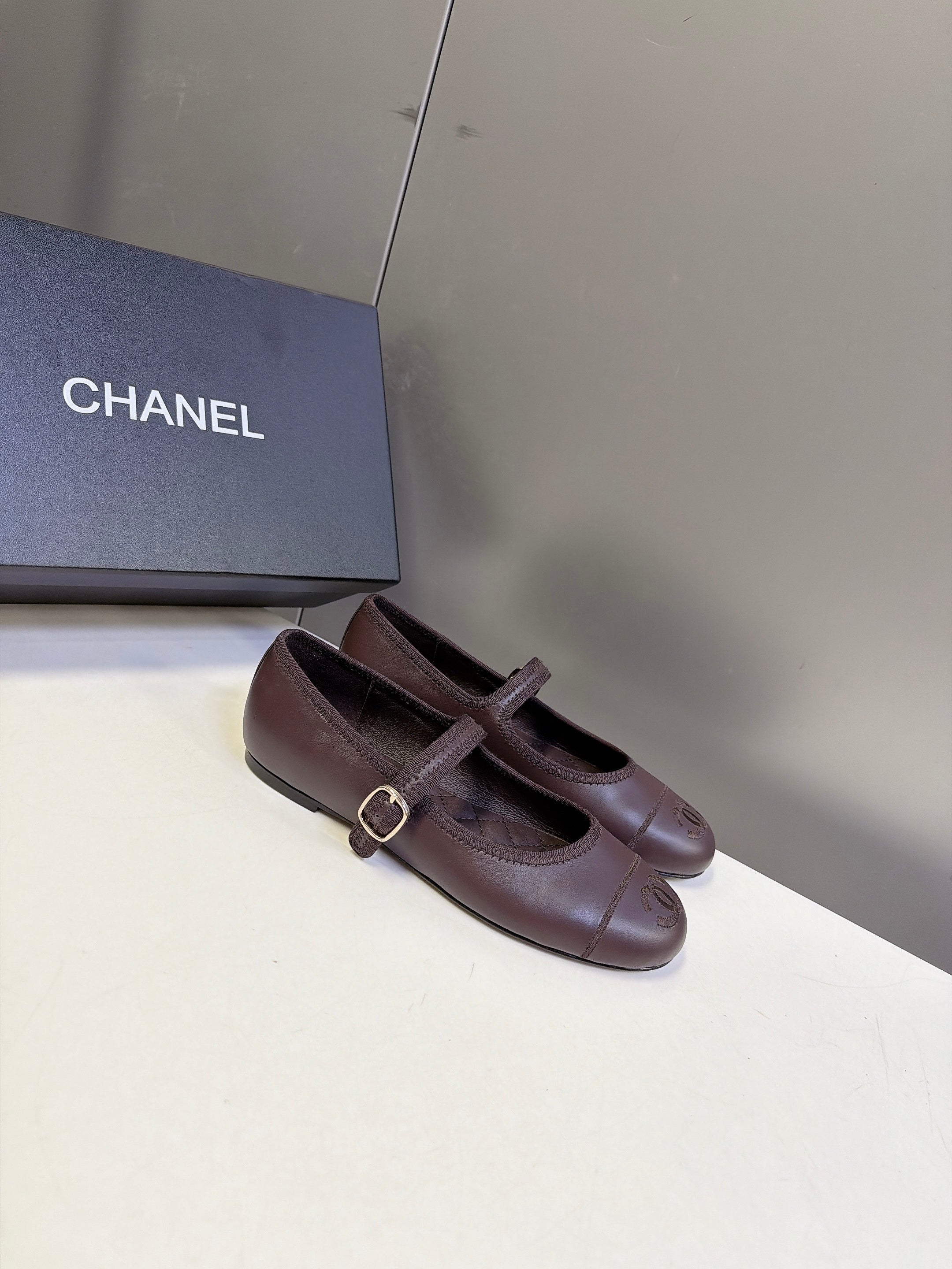 CC 26s Ballet Flats Brown Quilted Lamskin 947972