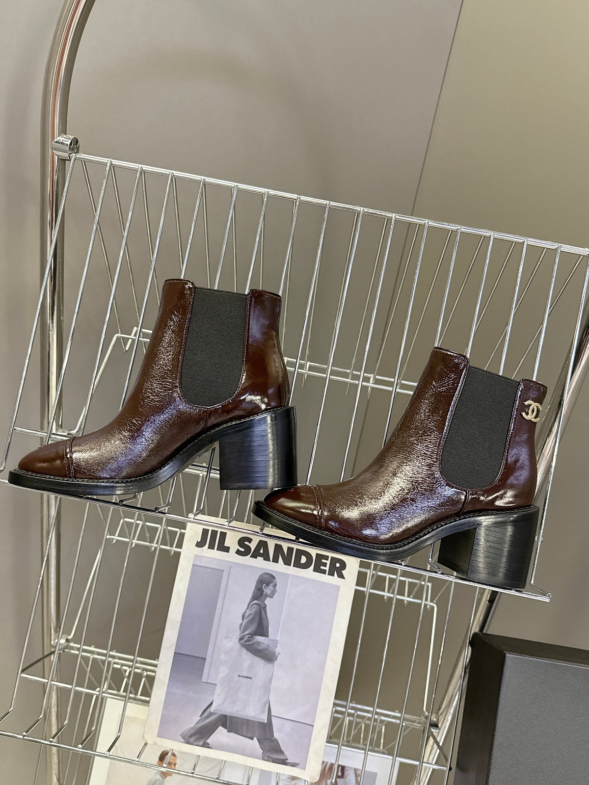 CC 26s Ankle Boots Brown Glossy Lambskin 948058