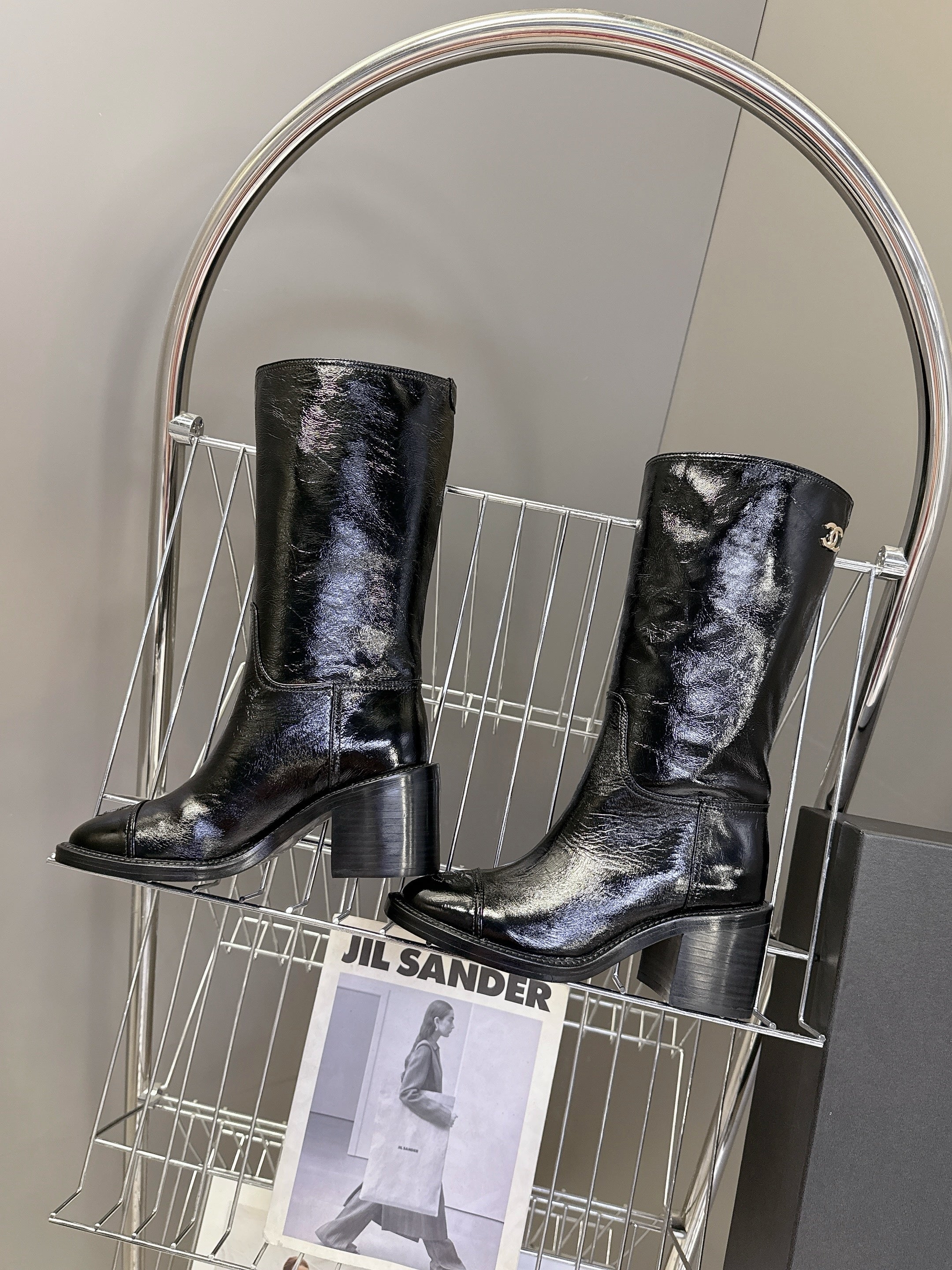 CC 26s Long Boots Black Glossy Lambskin 948049