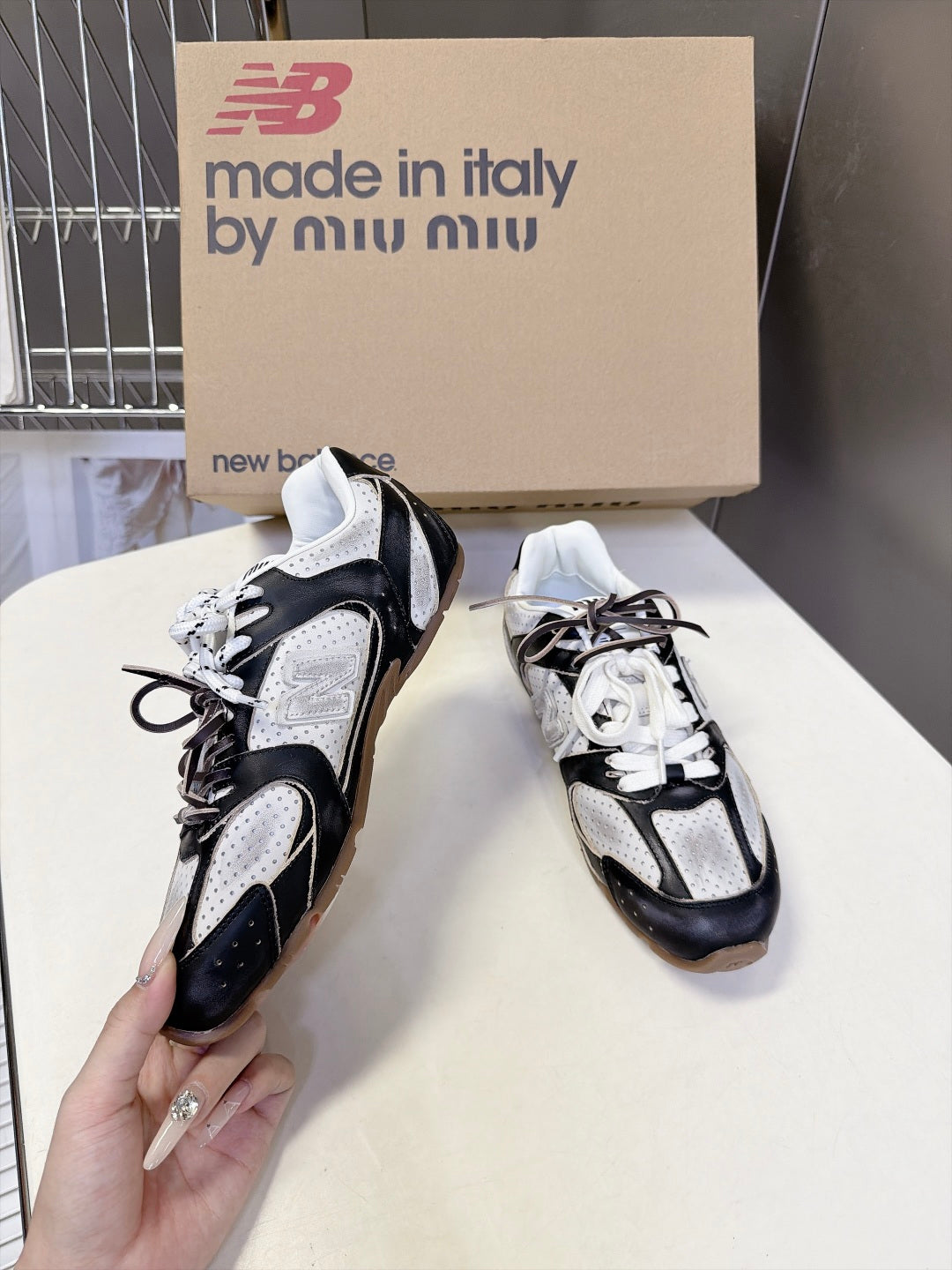 Miu 26s x New Balance 530 Sneaker Black White Mesh Leather 994216