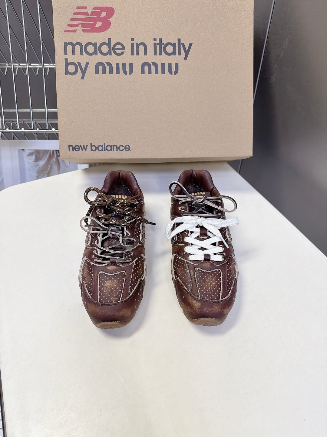 Miu 26s x New Balance 530 Sneaker Coffee Perforated Leather 994217