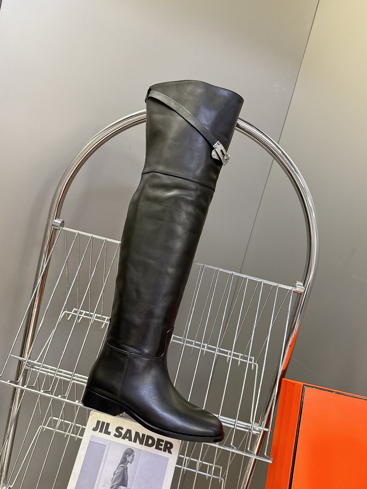HM 26S Over The Knee Jumping Boots 2.5cm Black Leather 113815