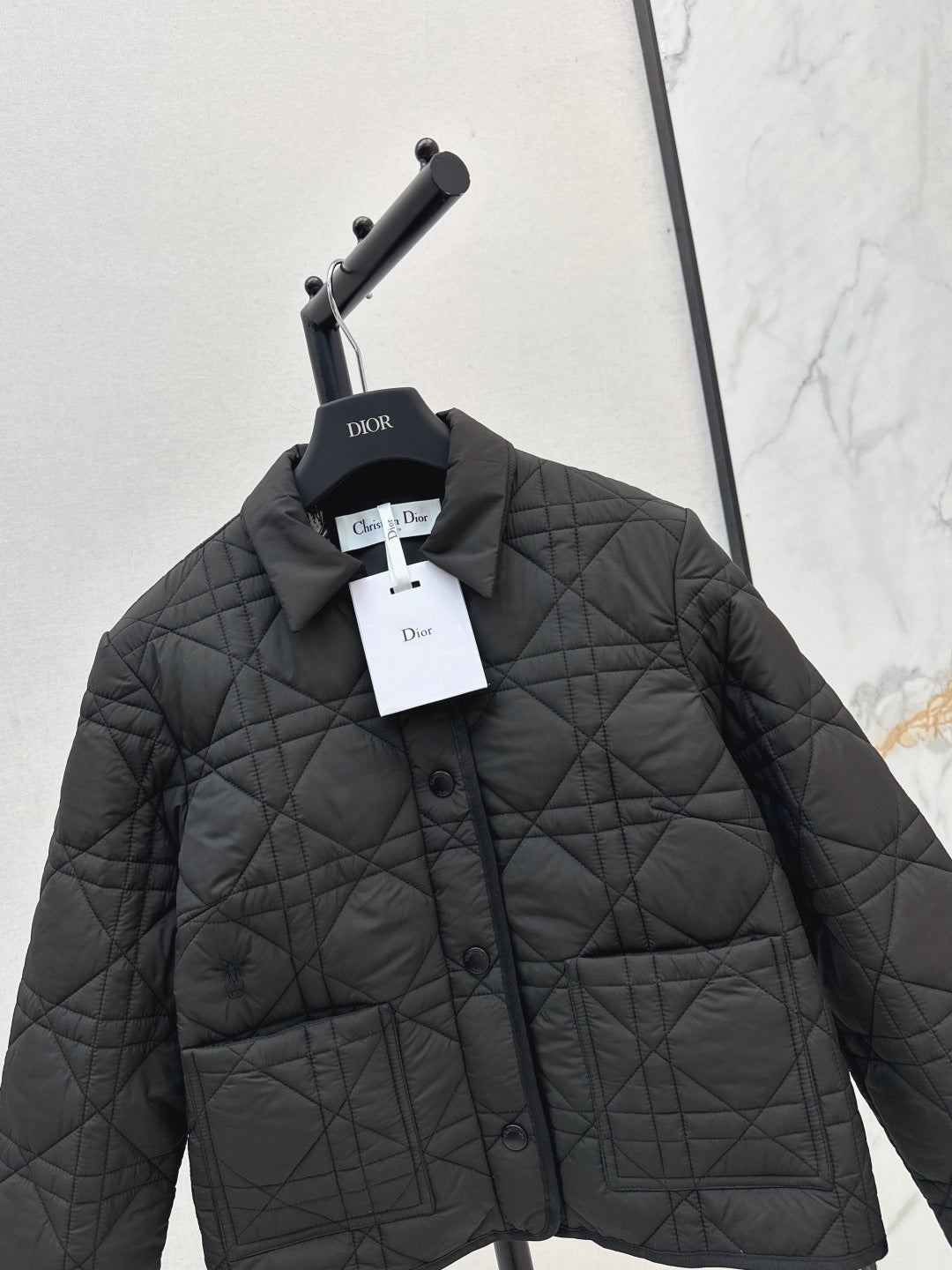 CD 25 Plaid Quilted Lapel Set Black Cotton