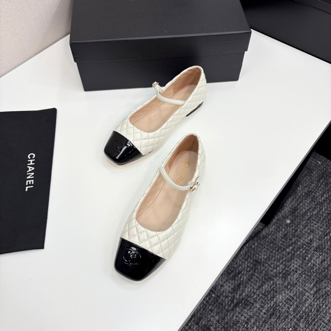 CC 25 Cap-Toe Quilted Mary Janes White Sheepskin 352460