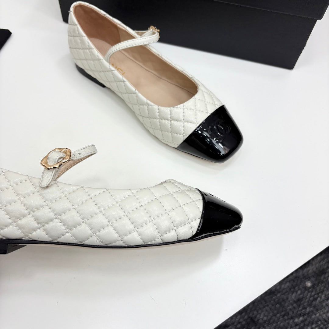 CC 25 Cap-Toe Quilted Mary Janes White Sheepskin 352460