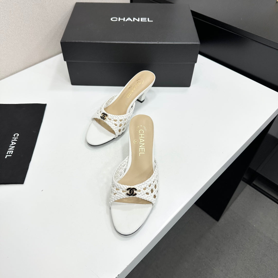 CC Openwork Mule White Woven Sheepskin 743263