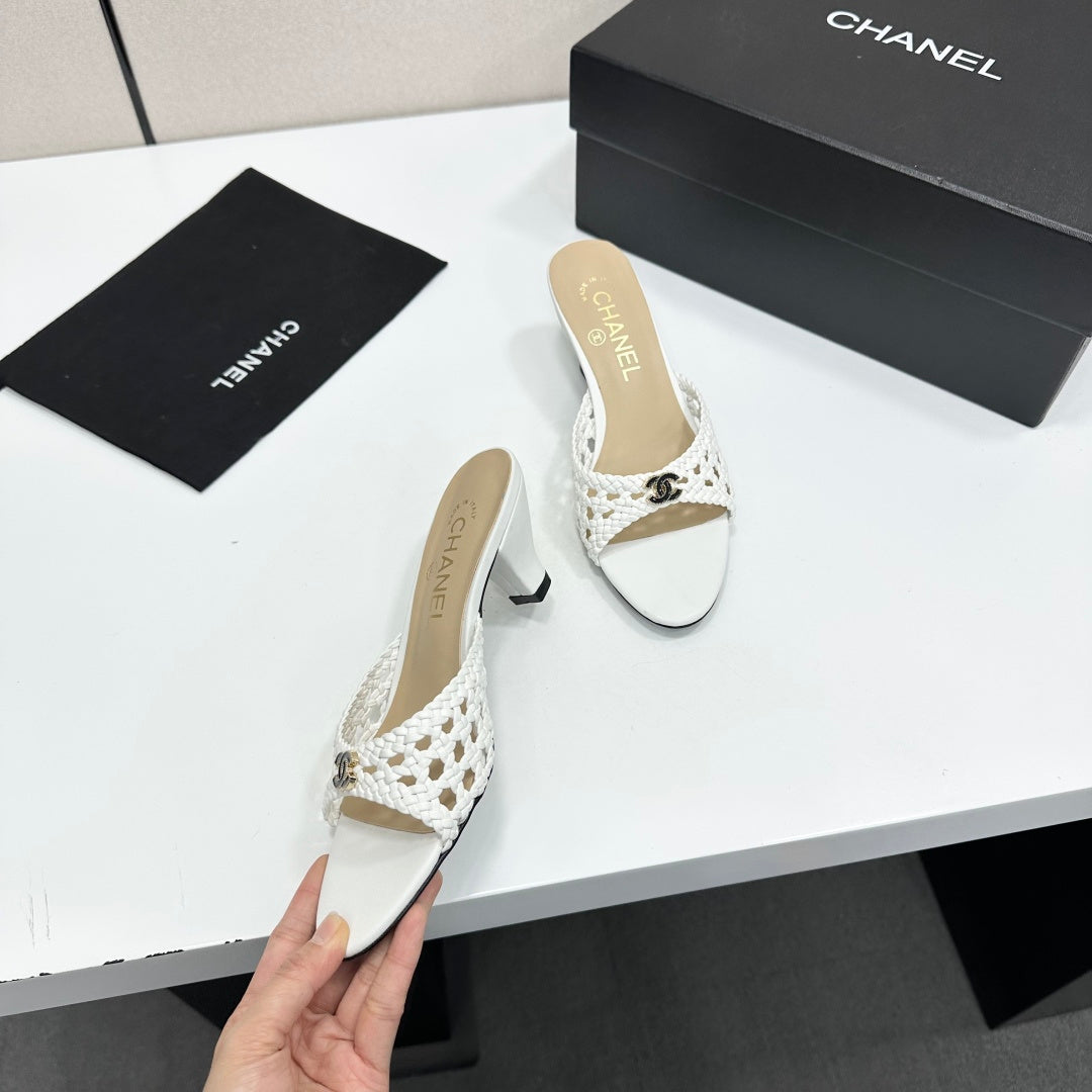 CC Openwork Mule White Woven Sheepskin 743263