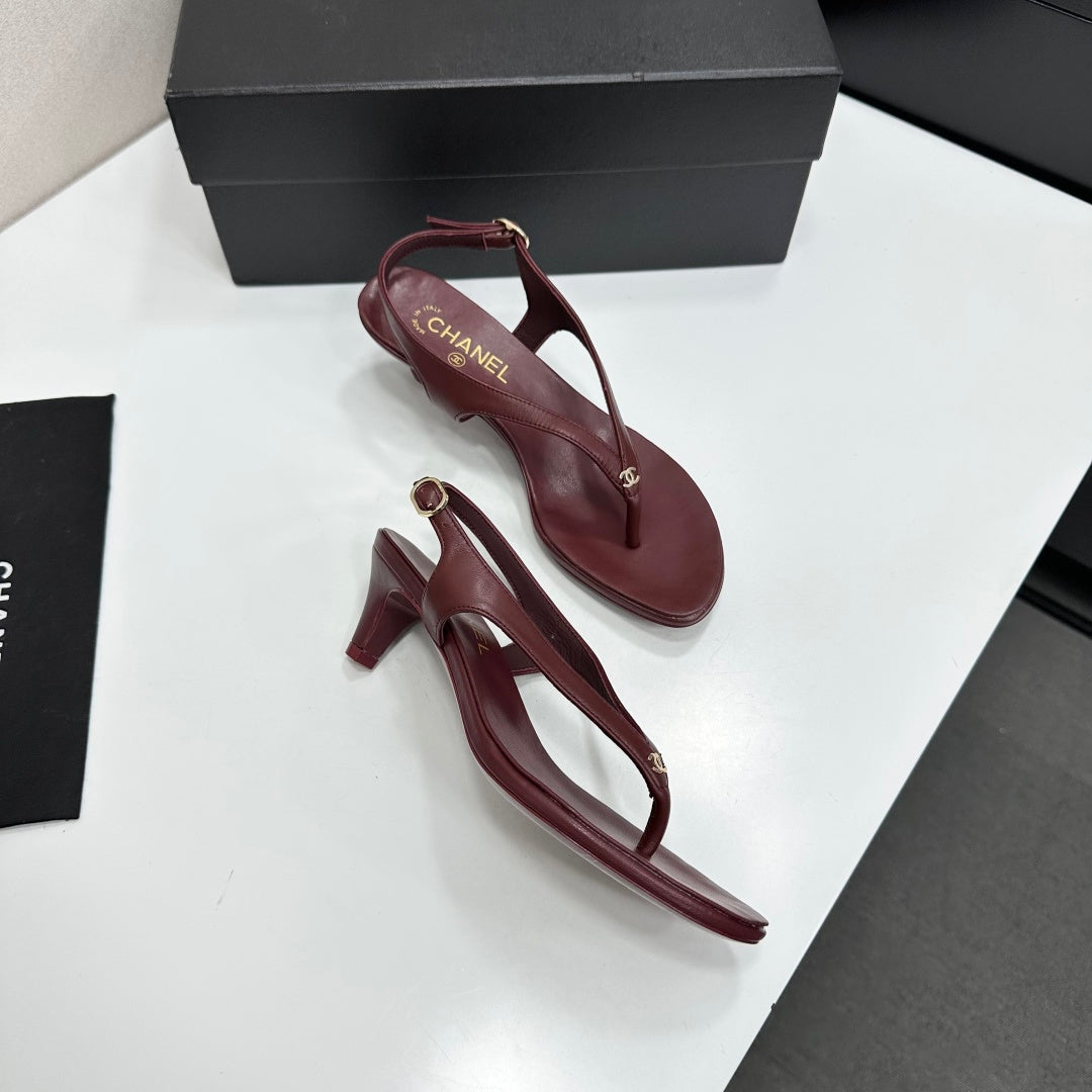 CC 26s Thong Sandals 5cm Burgundy Sheepskin 925995
