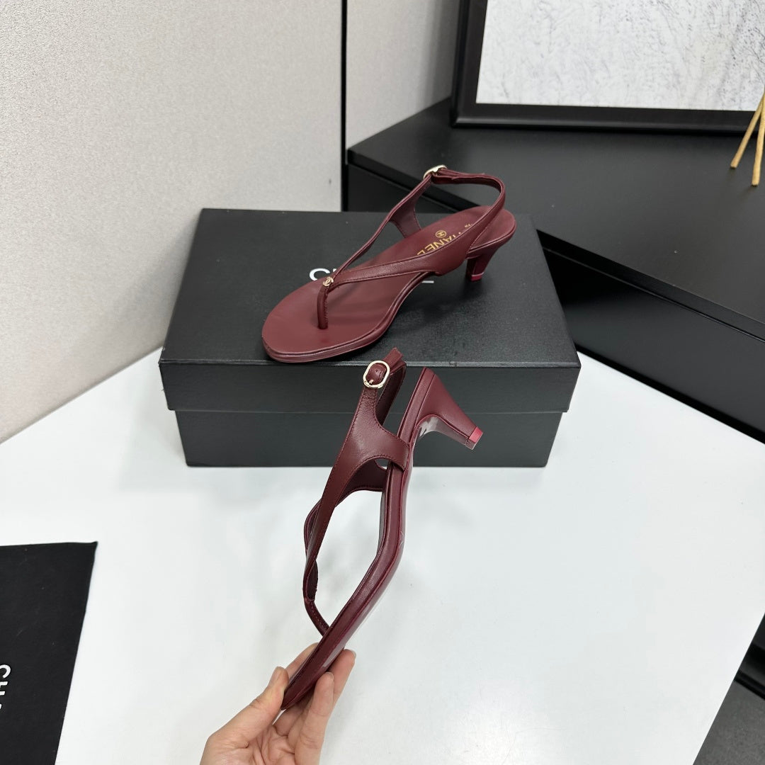 CC 26s Thong Sandals 5cm Burgundy Sheepskin 925995