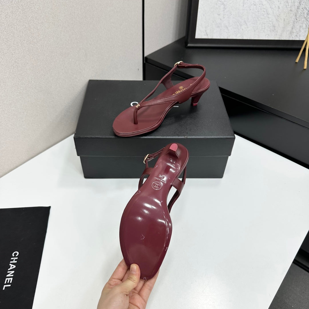 CC 26s Thong Sandals 5cm Burgundy Sheepskin 925995