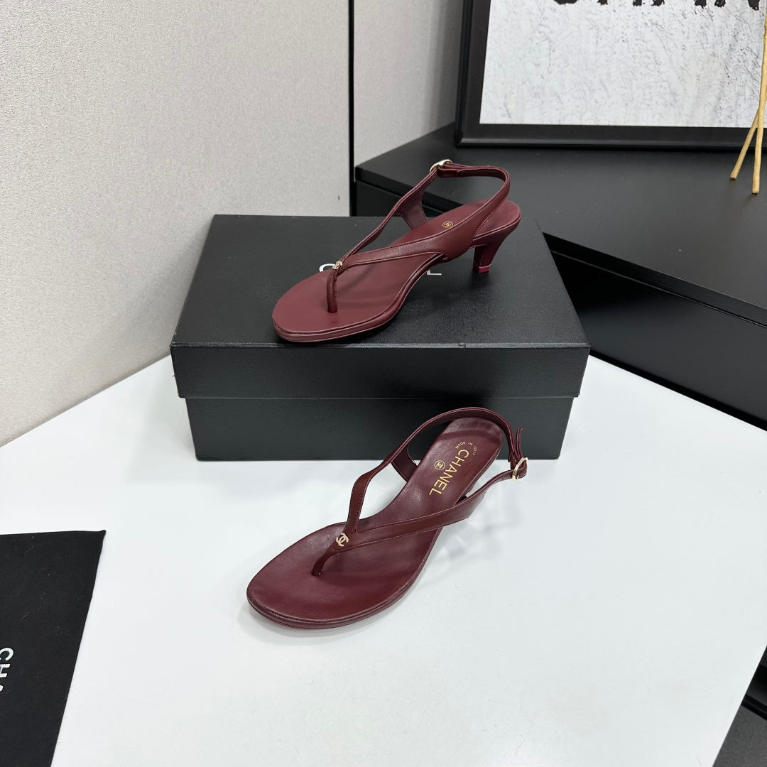CC 26s Thong Sandals 5cm Burgundy Sheepskin 925995
