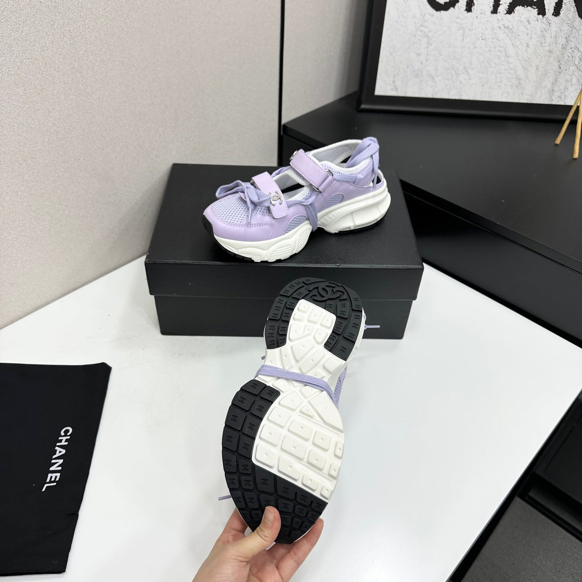 CC 26s Strappy Sneakers Purple Fabric Calfskin 135669