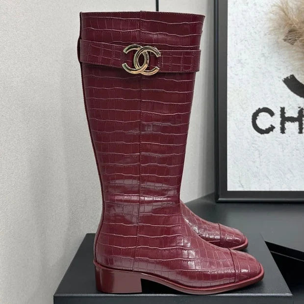 Chanel 2026 Metiers D'art Knee-High Boots 45mm Suede Cowhide 986193