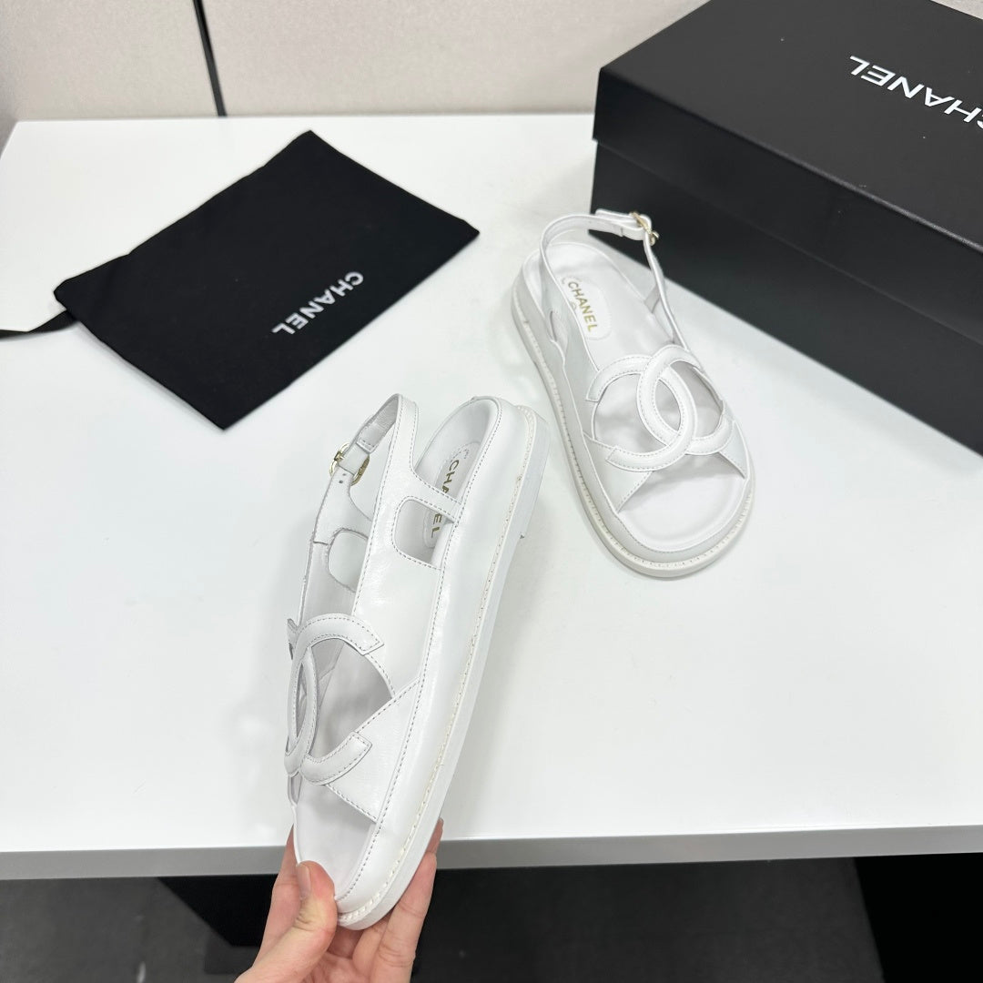 CC 26 Dad Sandals White Lambskin