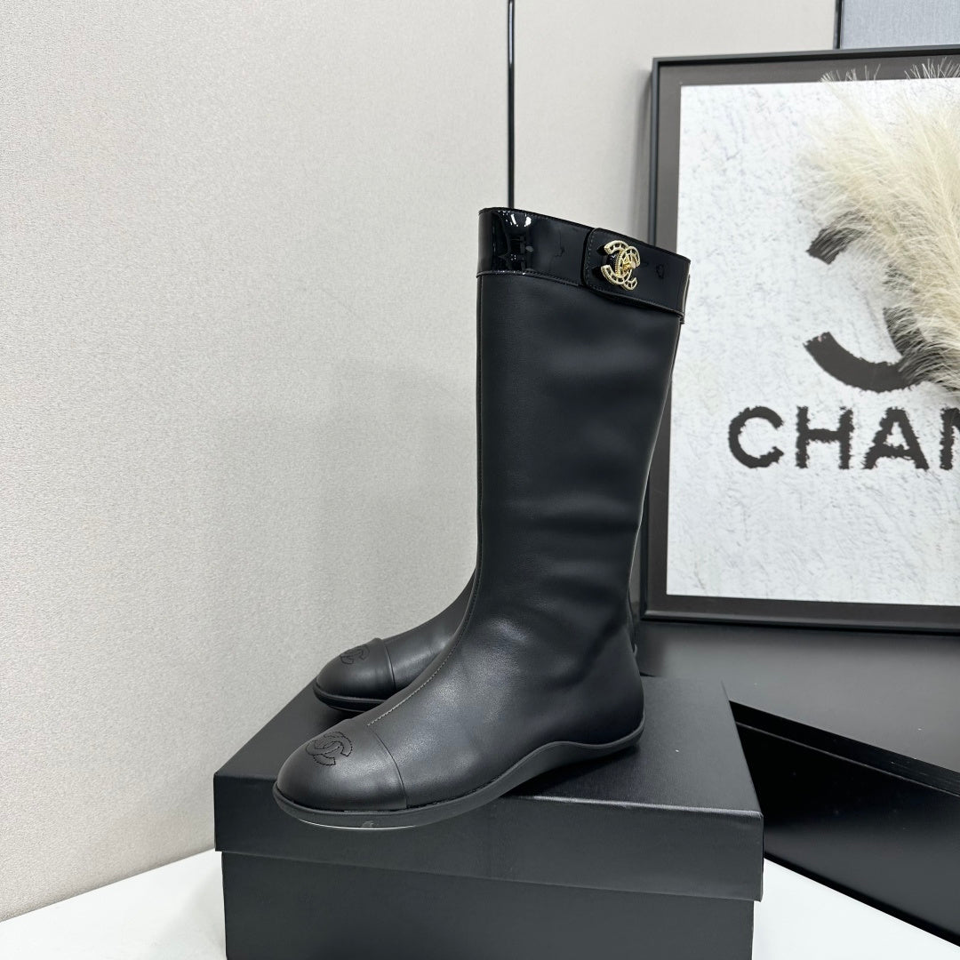 CC 26s Tall Boot Flat Black Leather 145992