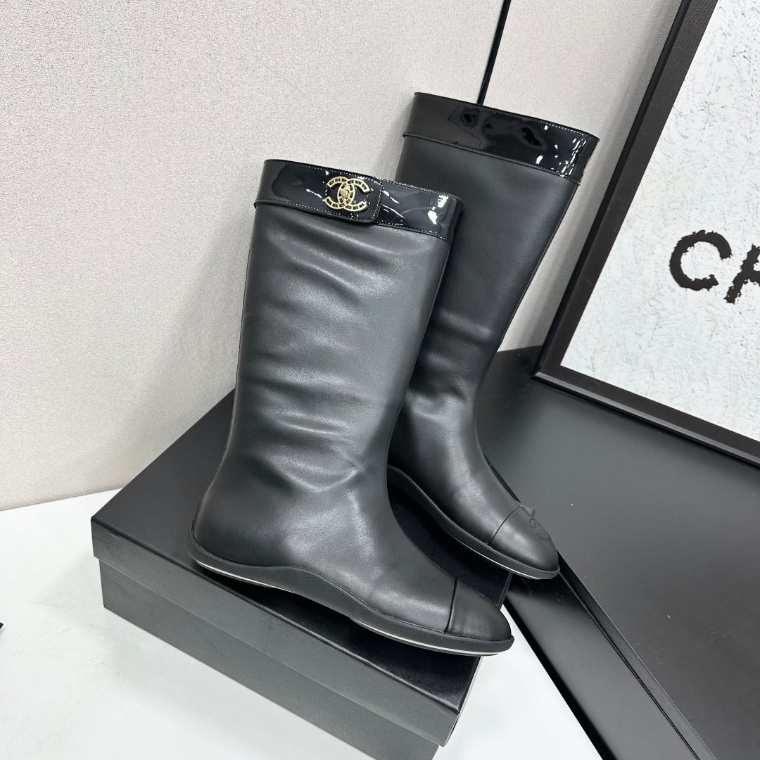 CC 26s Tall Boot Flat Black Leather 145992