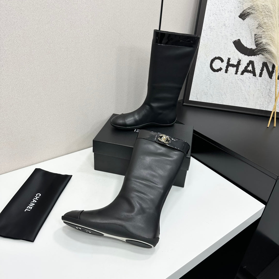 CC 26s Tall Boot Flat Black Leather 145992