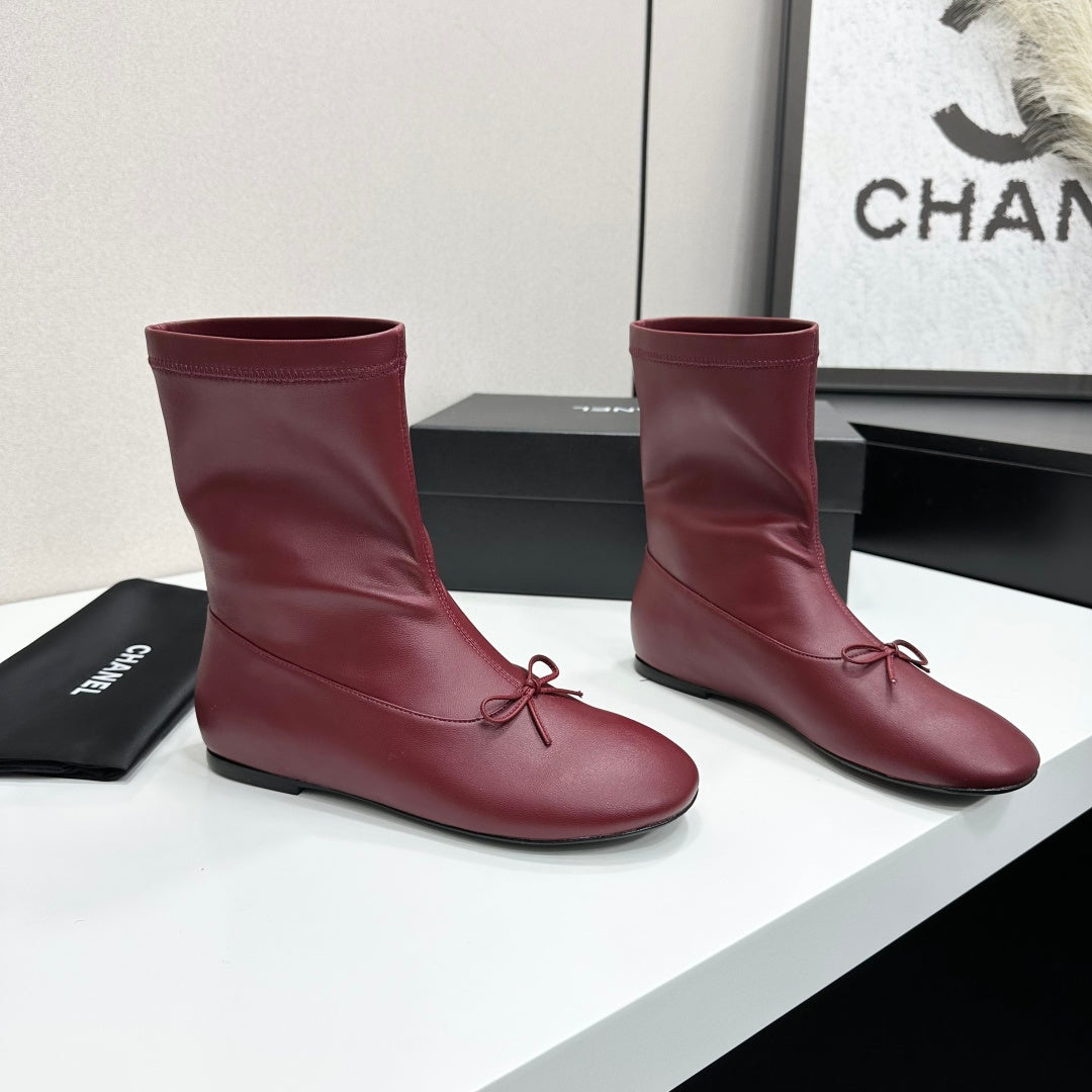 CC 26s Ballet Boot Flat Burgundy Leather 145996