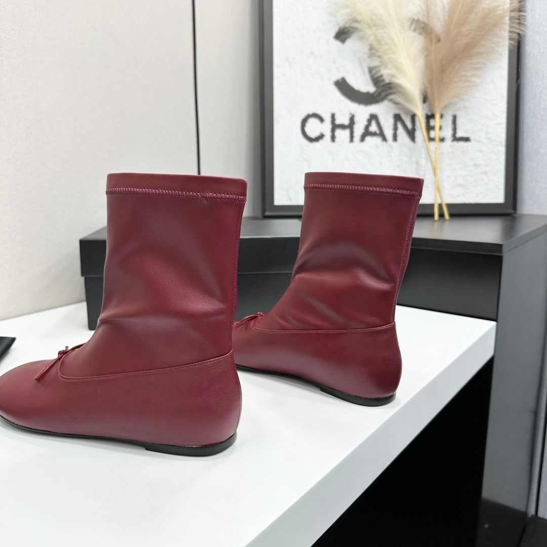 CC 26s Ballet Boot Flat Burgundy Leather 145996
