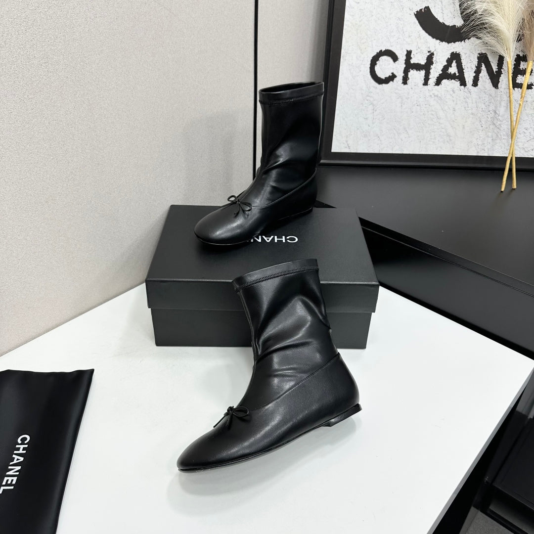 CC 26s Ballet Boot Flat Black Leather 145998