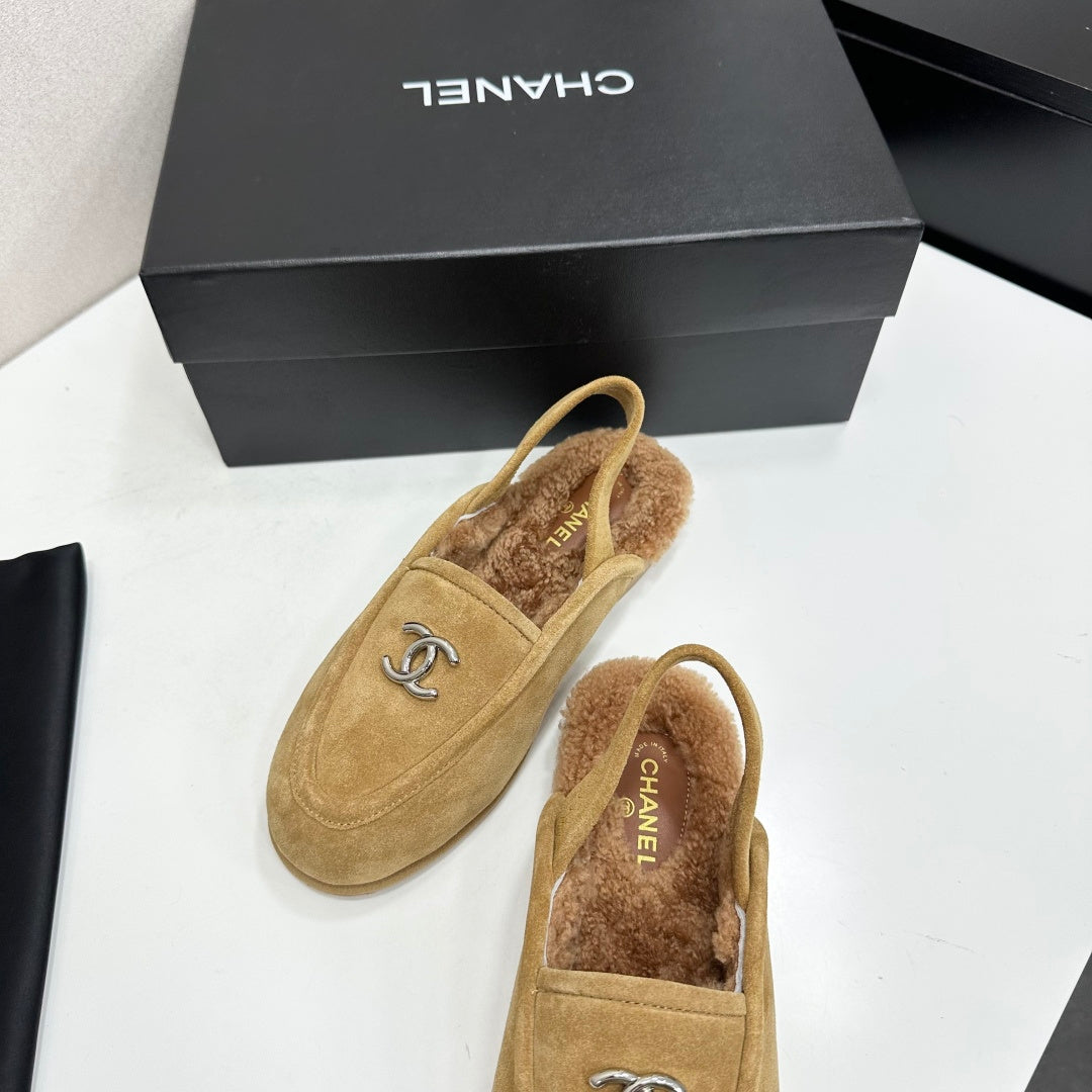 CC 26S Slingback Mules Beige Shearling Suede 147325