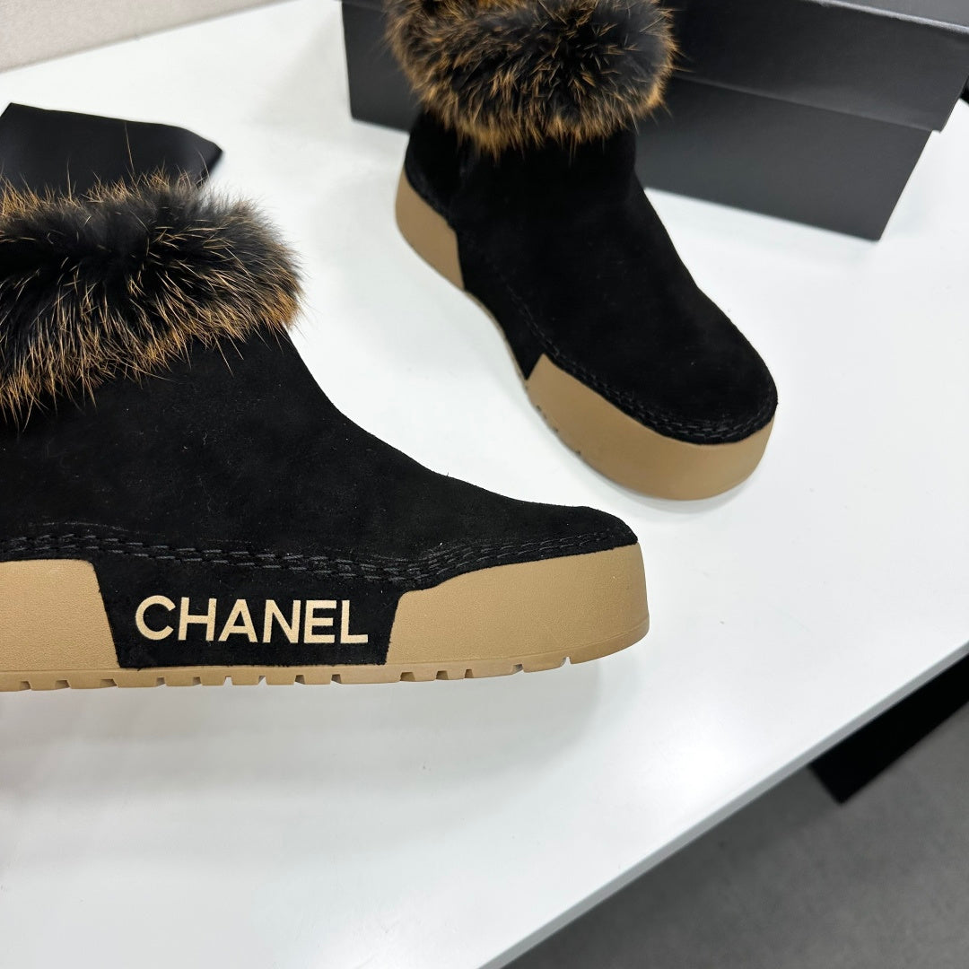 CC 26s Fur Boot Platform Black Suede 145919