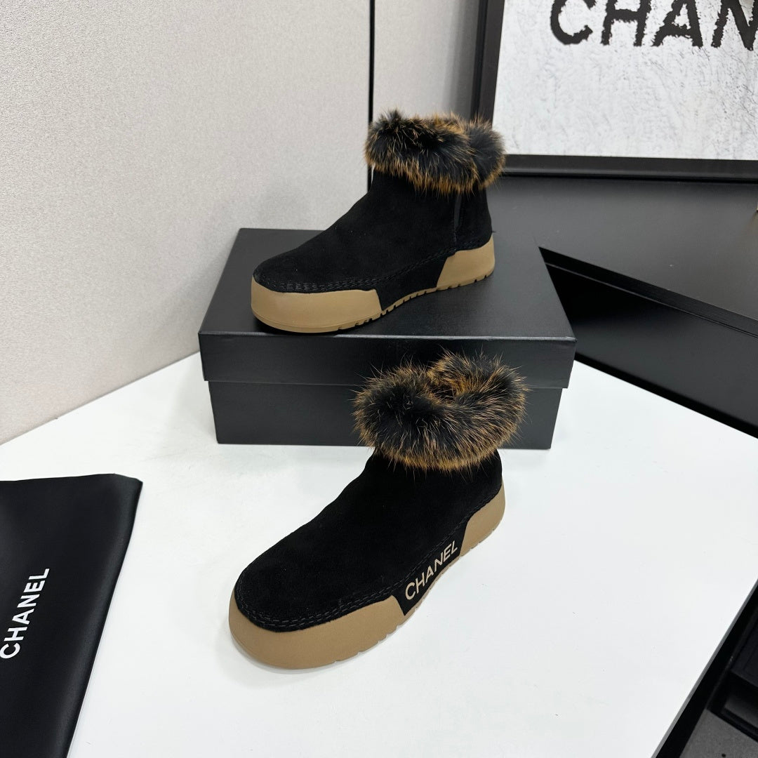 CC 26s Fur Boot Platform Black Suede 145919