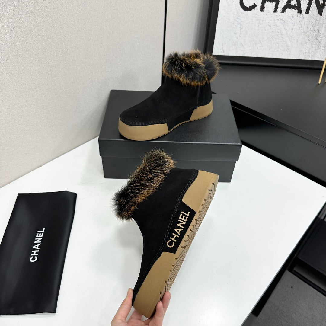 CC 26s Fur Boot Platform Black Suede 145919