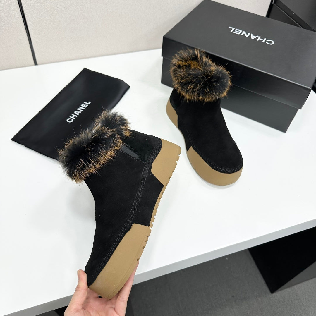 CC 26s Fur Boot Platform Black Suede 145919