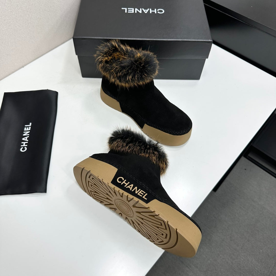 CC 26s Fur Boot Platform Black Suede 145919