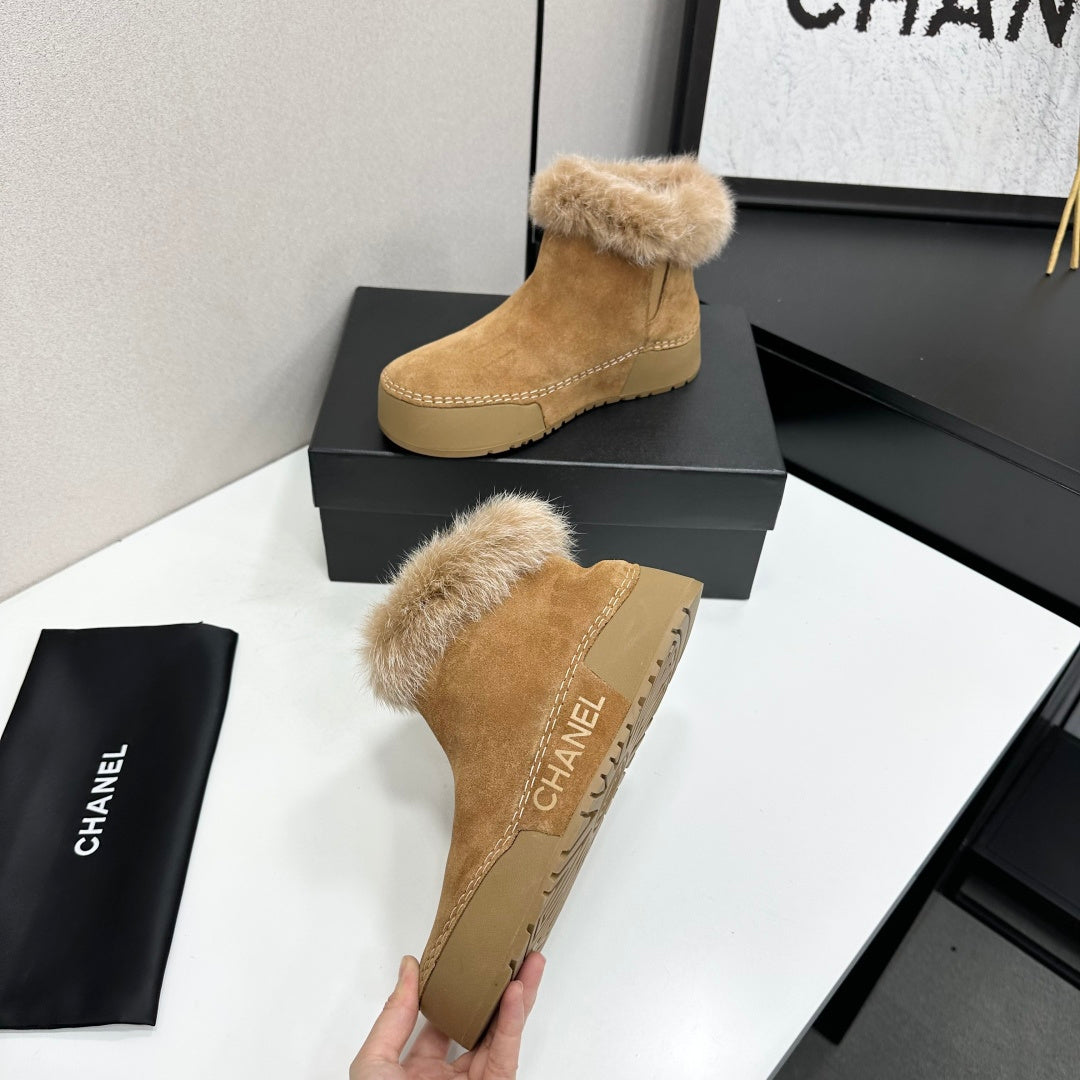 CC 26s Fur Boot Platform Tan Suede 145920