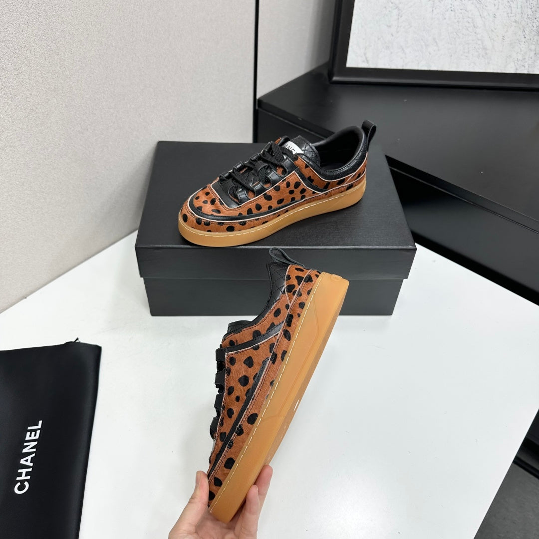 CC 26s Cheetah Gum Sole Sneakers Brown Black Pony Hair 145700